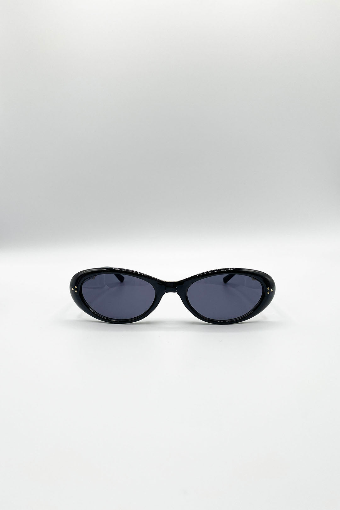 Black SVNX Black Oval Foldable Sunglasses, Image 2 of 7