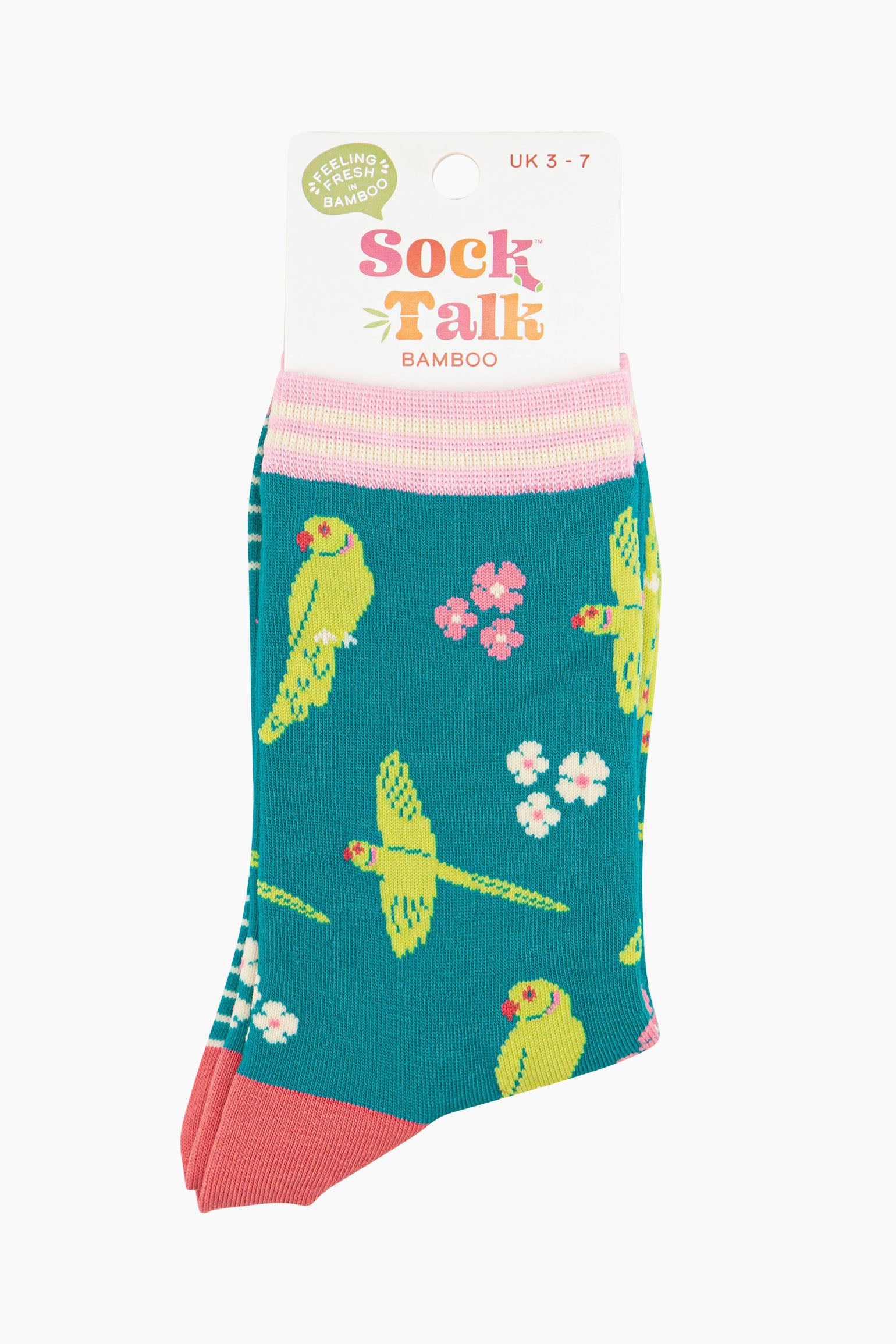 Teal Ring Necked Parakeet Bamboo Socks, Image 4 of 4