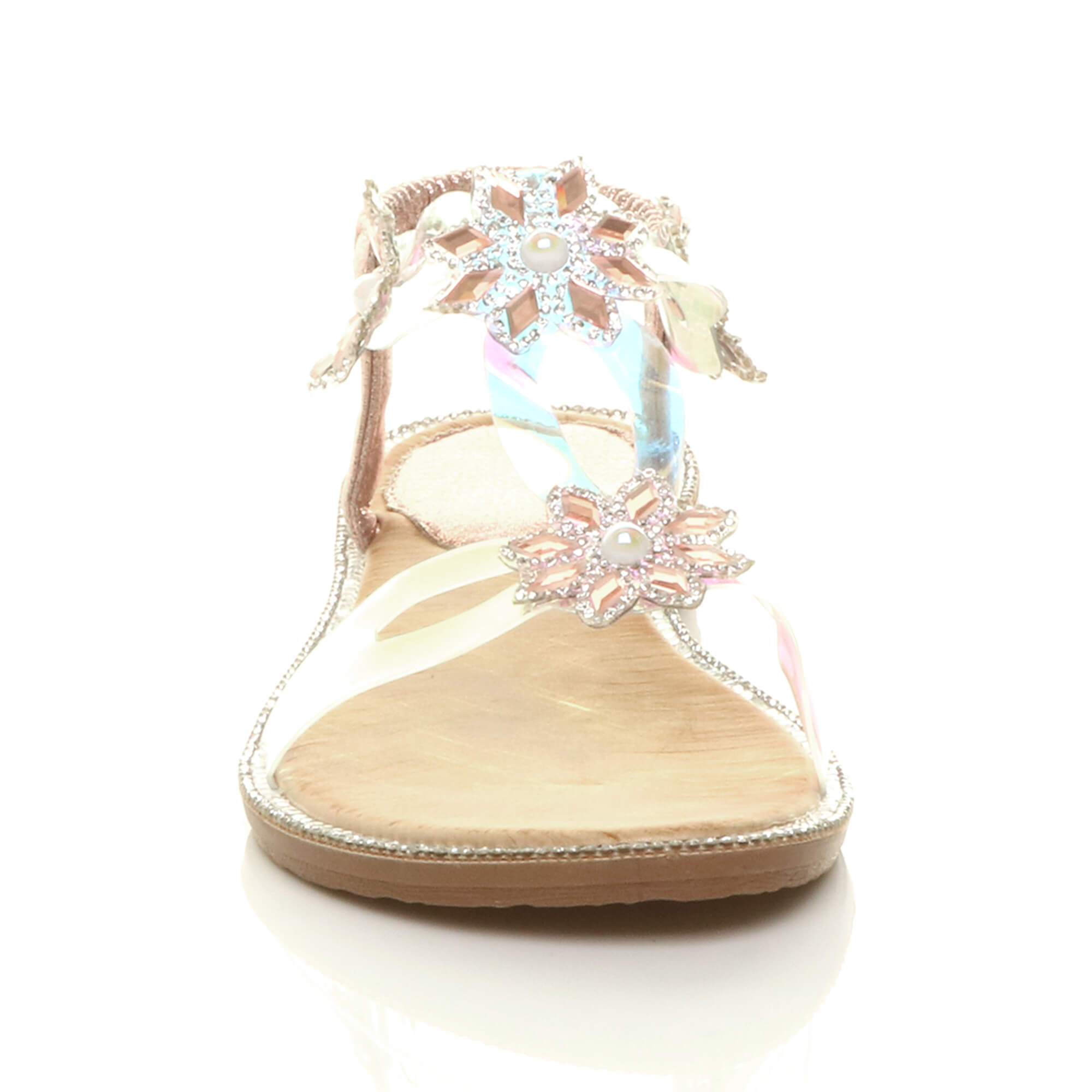 Rose Gold AJVANI Rose Gold Transparent Slingback Strappy Sandals, Image 5 of 5