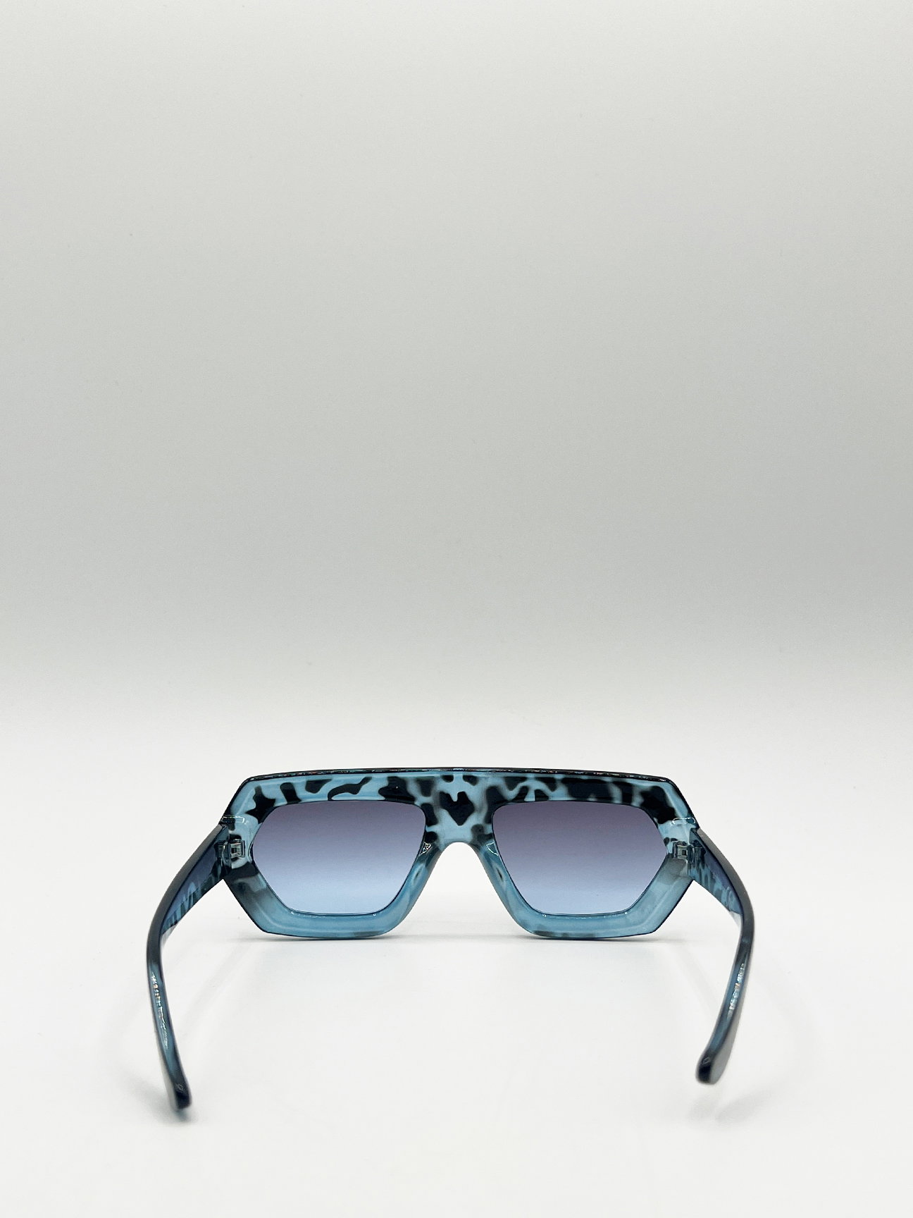Blue Cross-Border Flat Sunglasses in Blue Leopard, Image 7 of 7