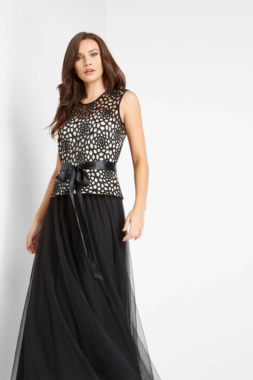Black Laser Cut Maxi Dress, Image 4 of 4