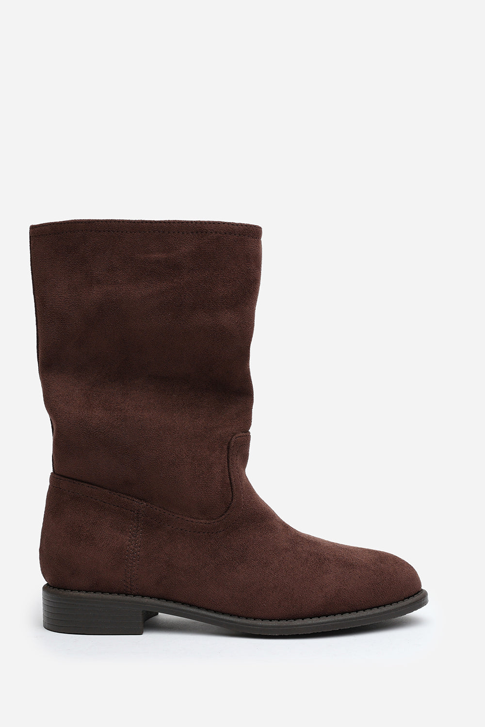 Dark Brown 'Monroe' Mid Calf Boots with Flat Sole, Image 2 of 5