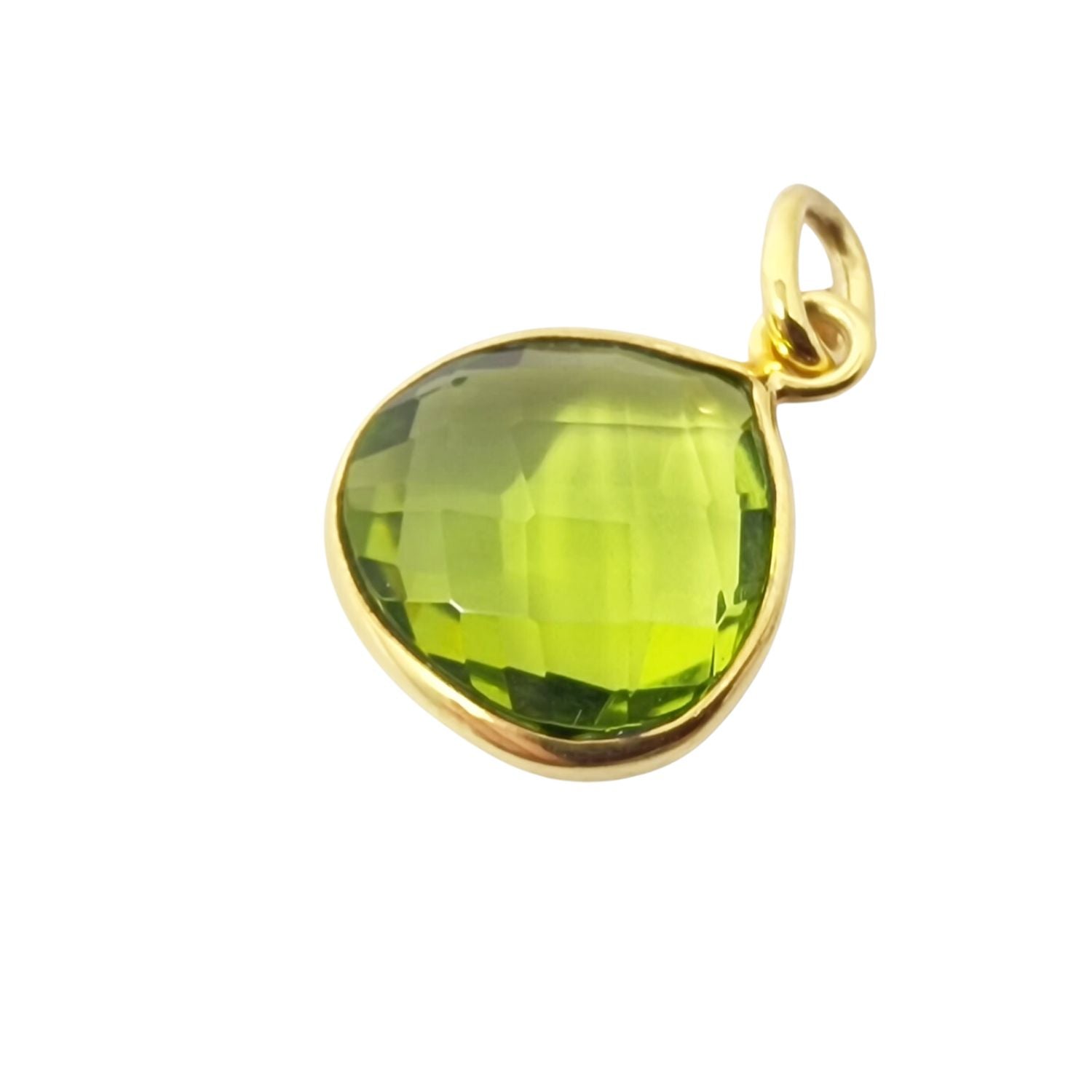 Green Gold Plated Shiny Peridot August Birthstone Pendant