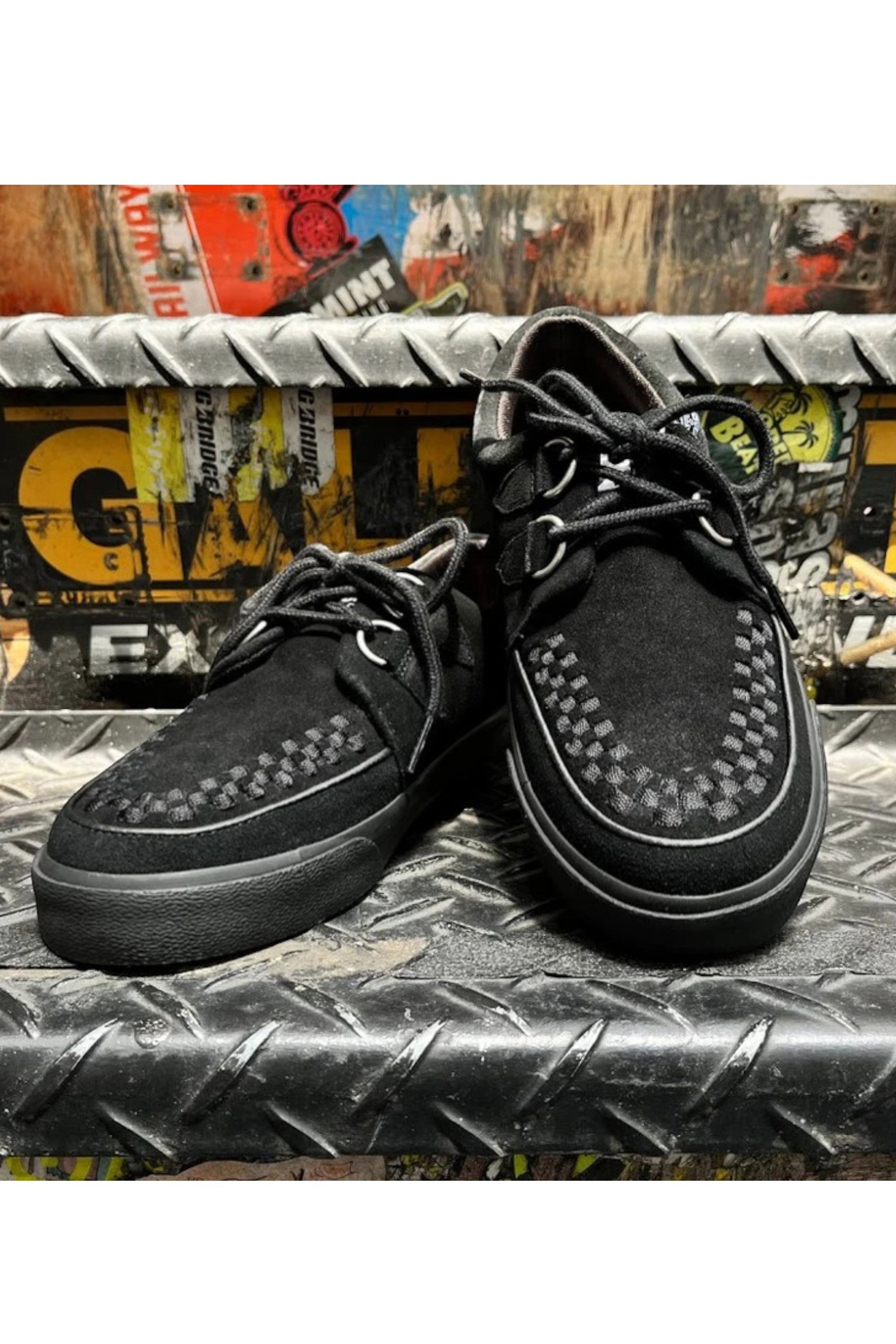 Black TUK Footwear Black Pointed Creeper Sneaker Suede Shoes, Image 8 of 8