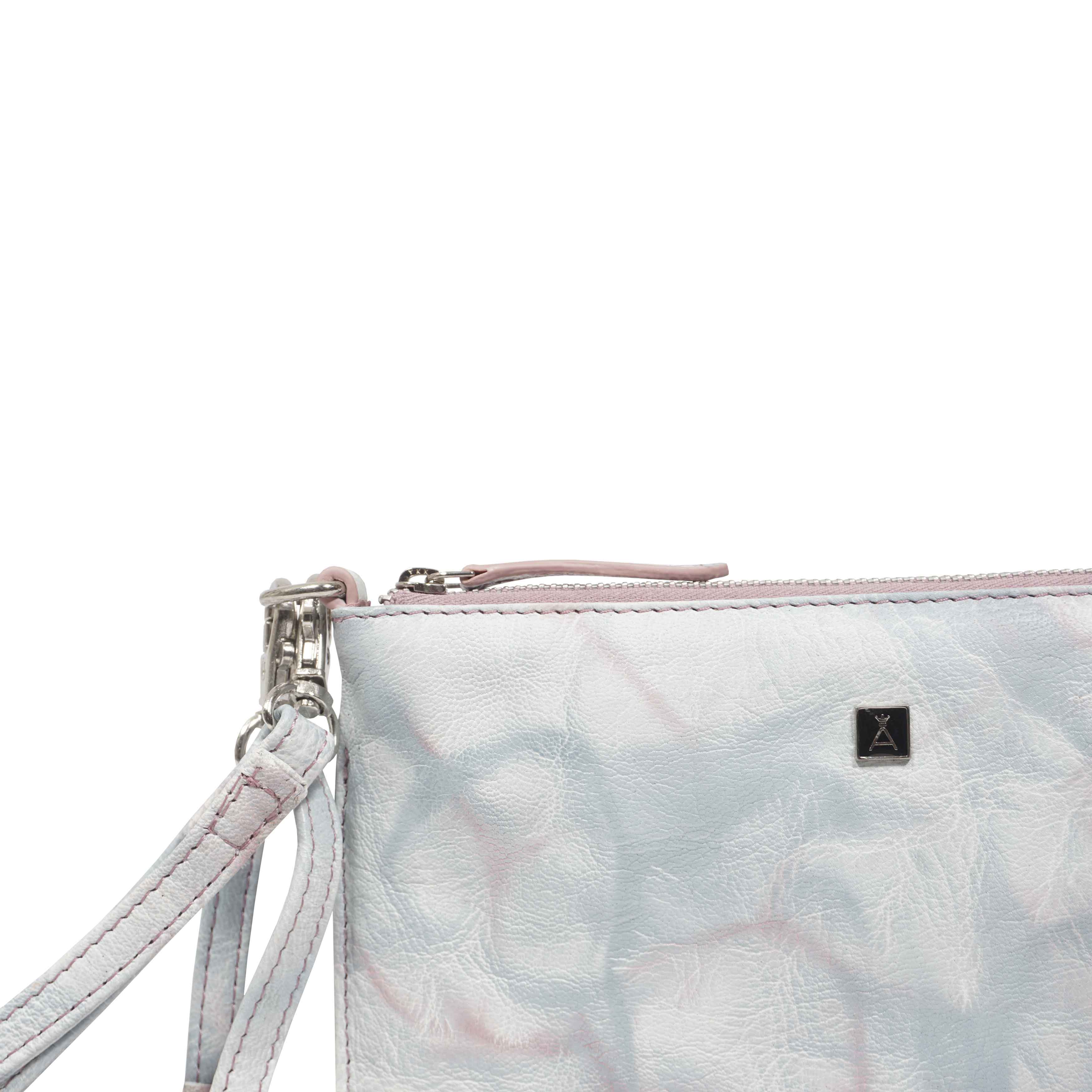 Blue 'TODD' Tie Dye Real Leather Crossbody Wristlet Bag, Image 2 of 6