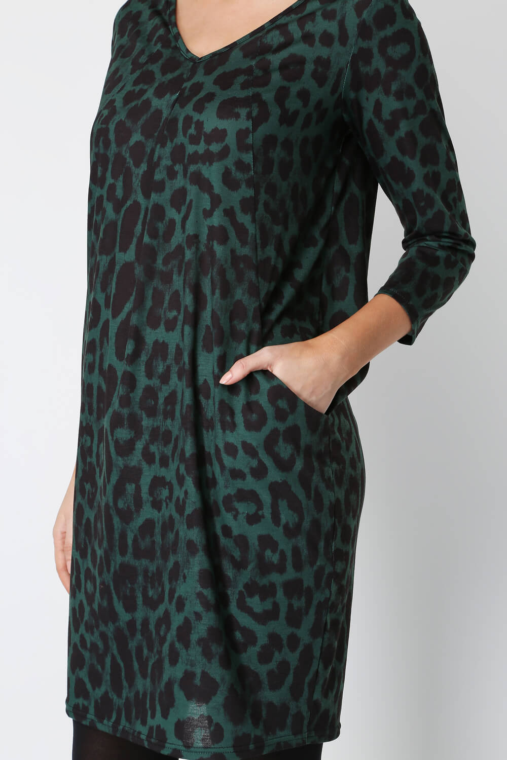 Green Animal Leopard Print Slouch Dress, Image 5 of 5