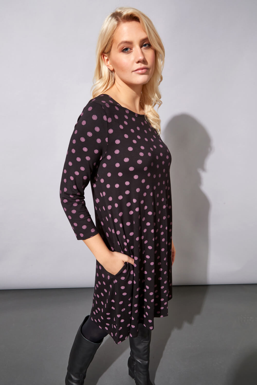 Spot Print Pocket Swing Dress, Image 5 of 4