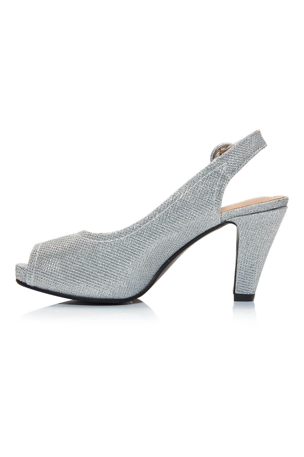 Silver Glitter Peep Toe Heels, Image 3 of 5