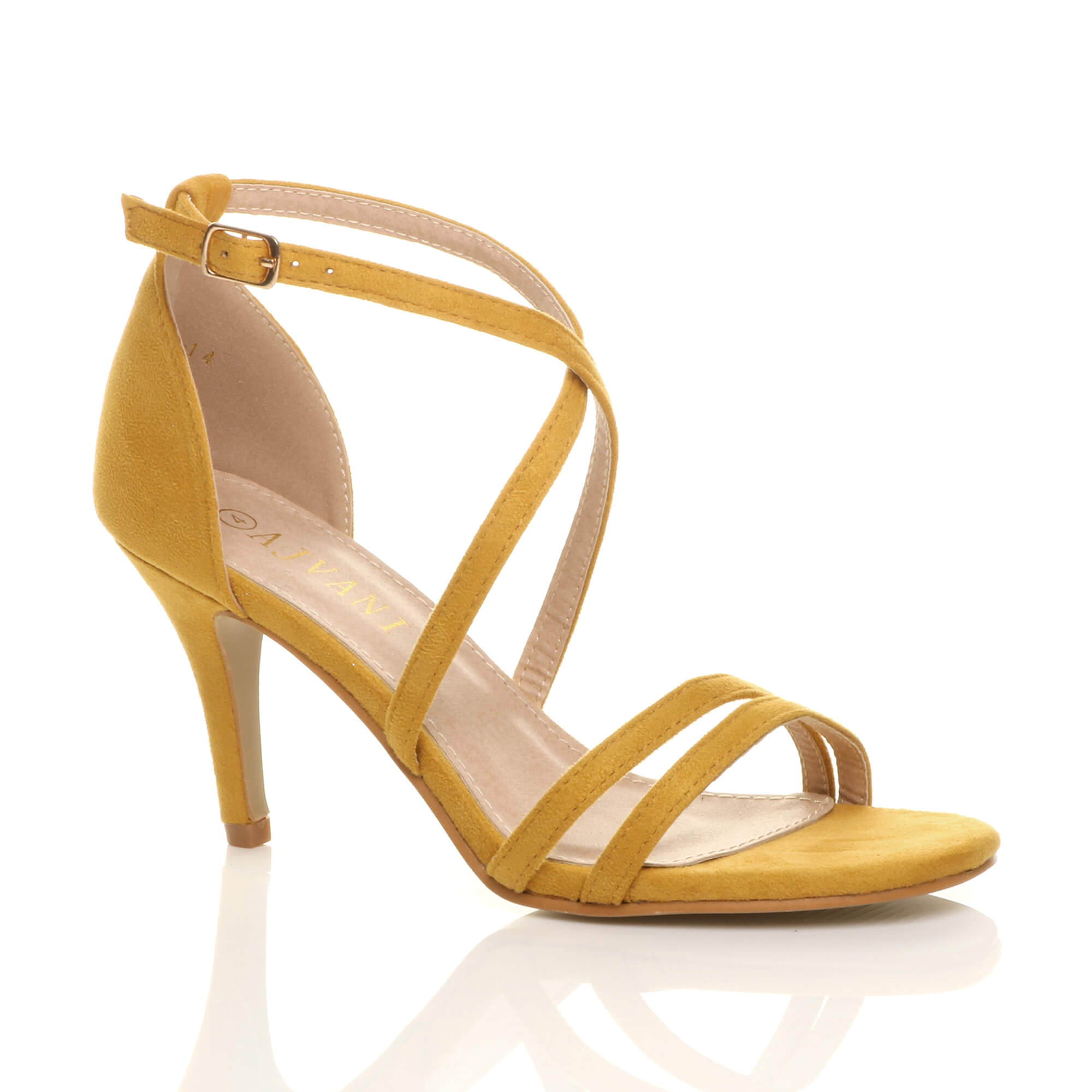 Purple High Heel Crossed Straps Buckle Strappy Sandals