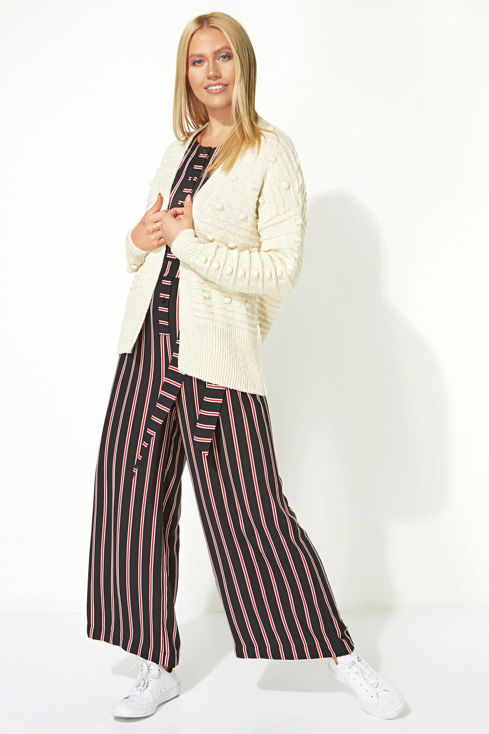 Natural Bobble Detail Textured Cardigan, Image 3 of 5
