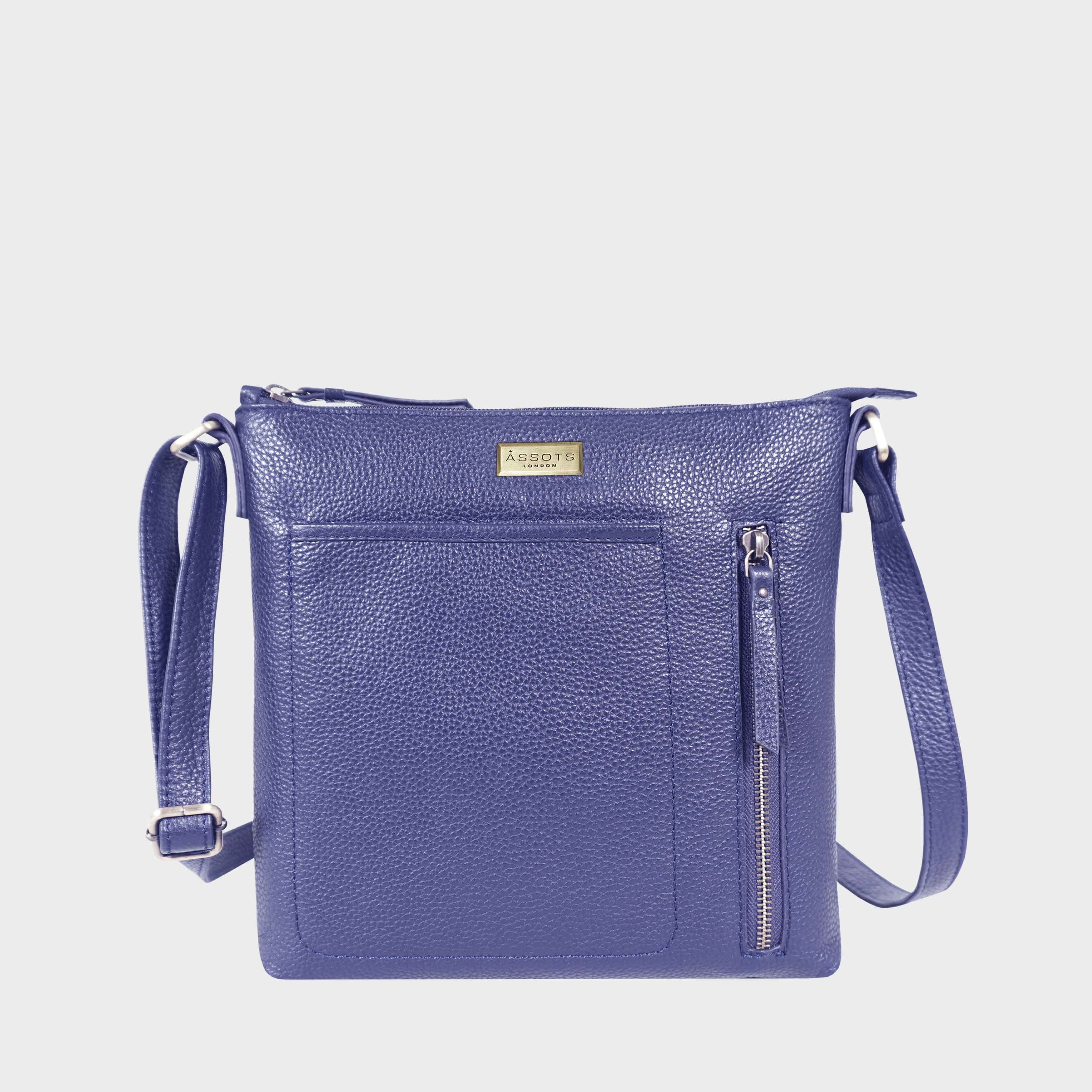 Navy 'EDITH' Pebble Grain Leather Crossbody Bag, Image 1 of 5