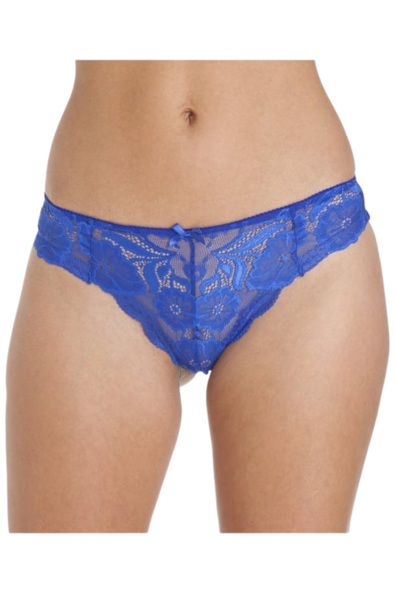 Blue 2 Pack Floral Lace Thong, Image 1 of 4