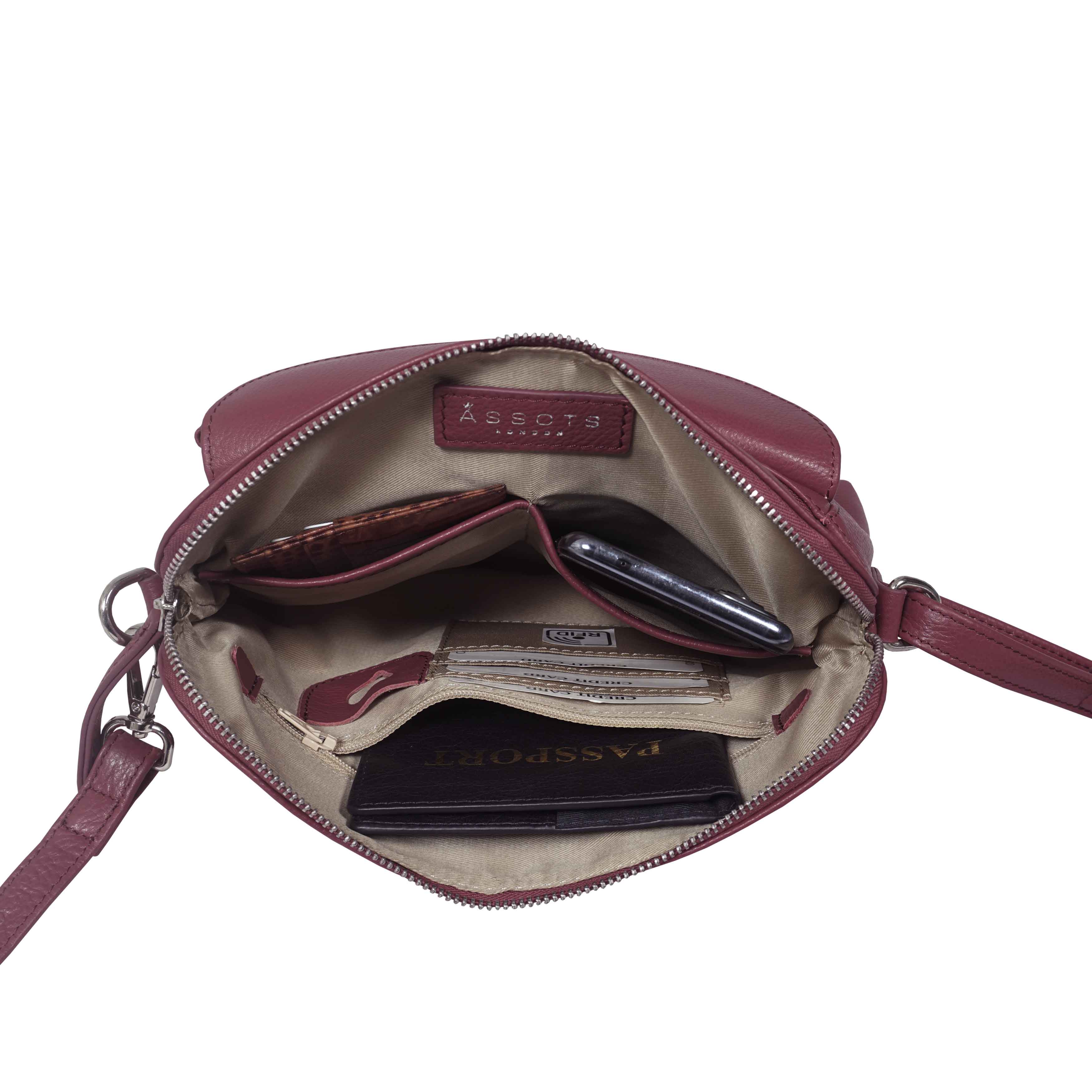 Pink 'JEAN' Soft Pebble Grain Real Leather Crossbody Bag, Image 5 of 6