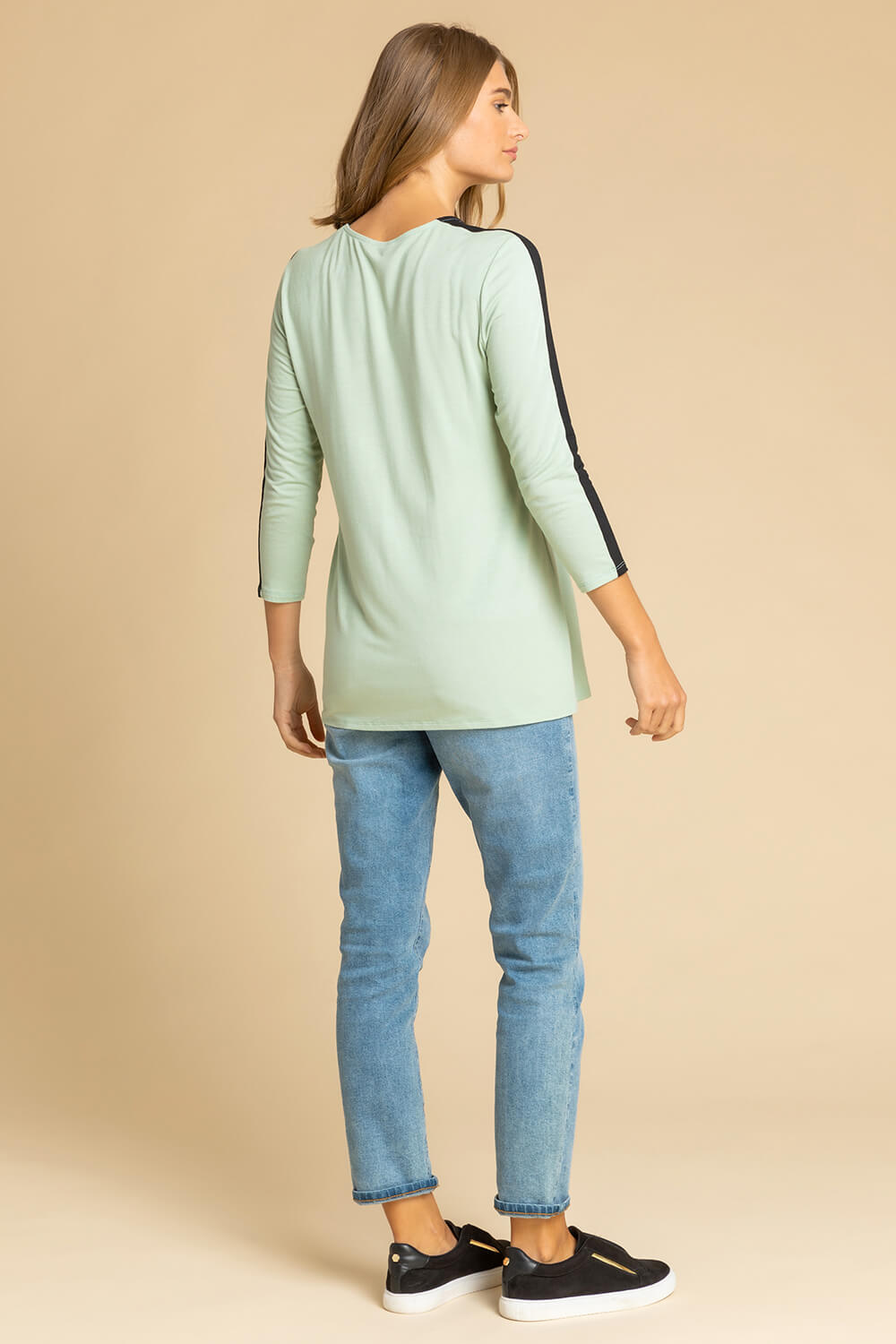 Sage Floral Embellished Contrast Print Top, Image 3 of 4