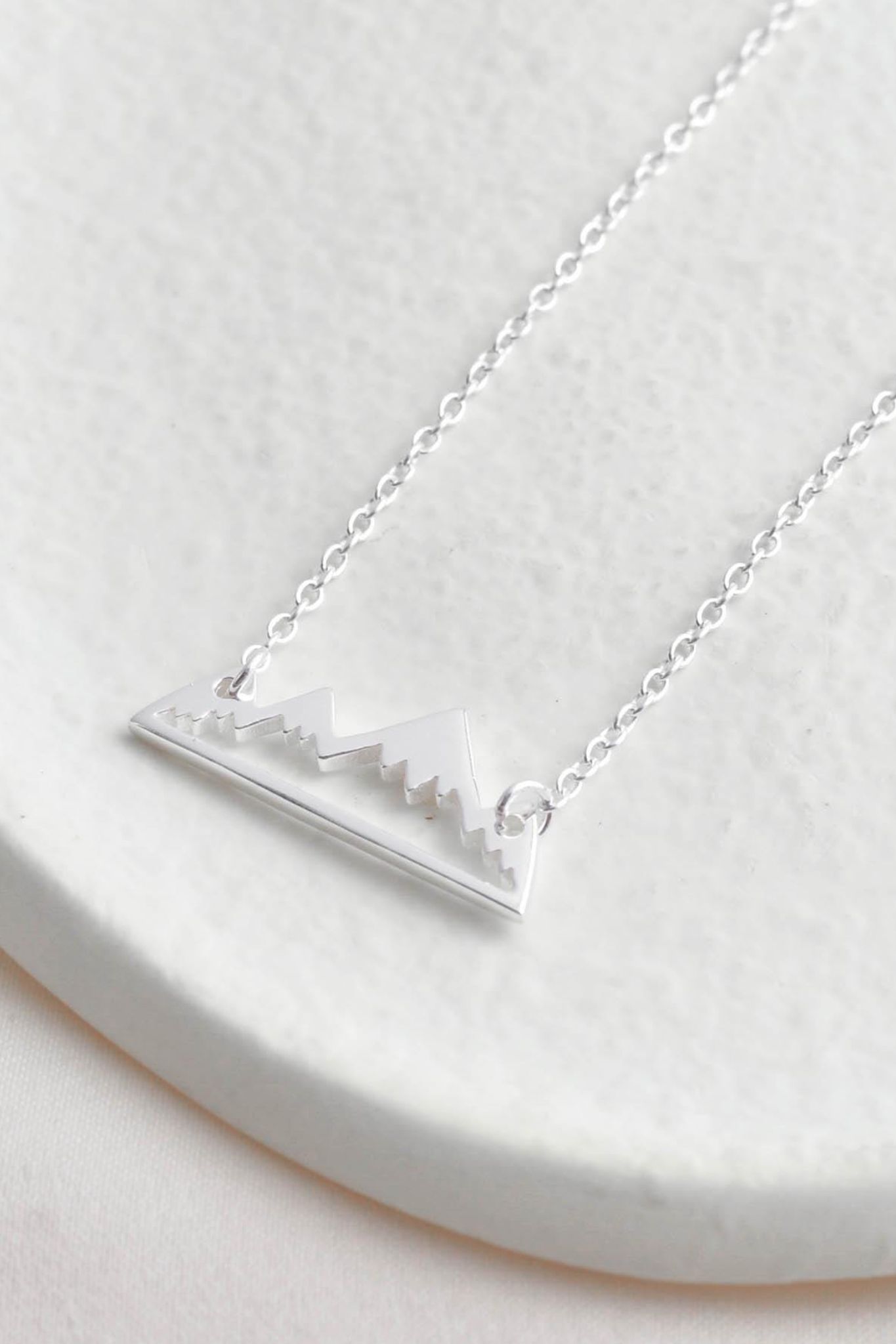 Metallic Sterling Silver Snow Capped Mountain Necklace
