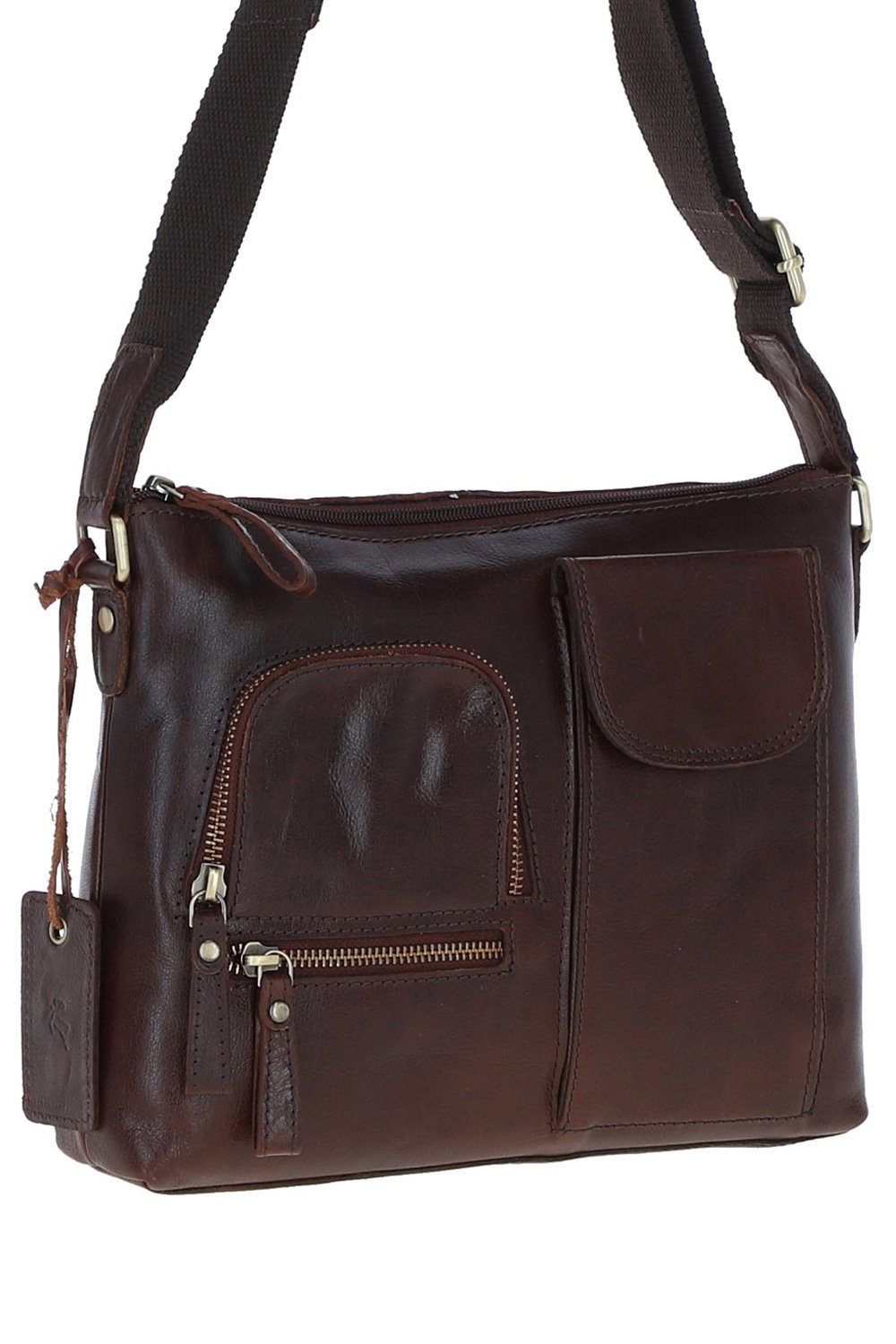 Dark Brown Exquisite Real Leather Cross Body Bag, Image 3 of 5