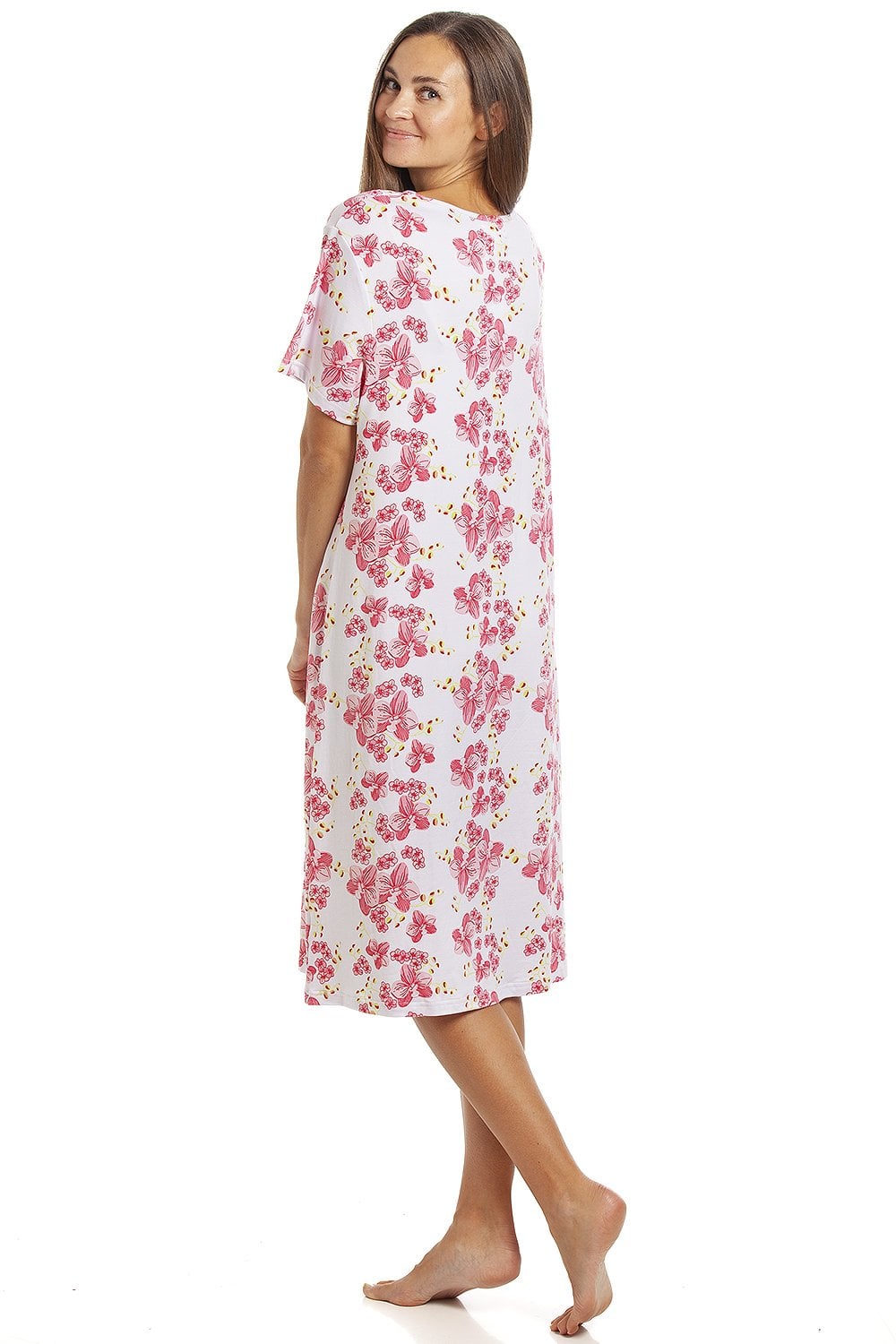 Pink Camille Lingerie Pink Spandex Short Sleeve Nightdress, Image 2 of 4
