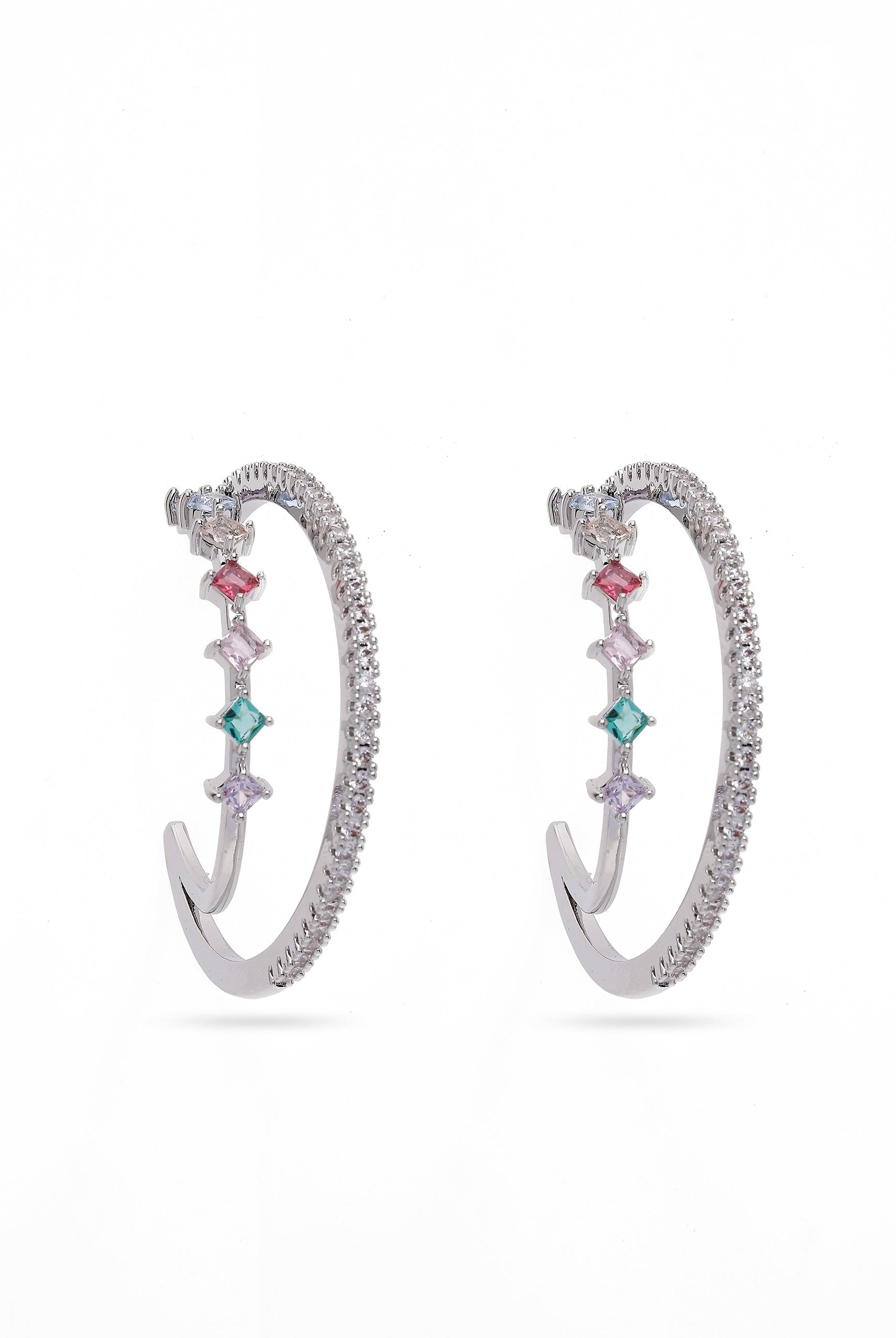 Metallic Multi Colored Hoop Earrings