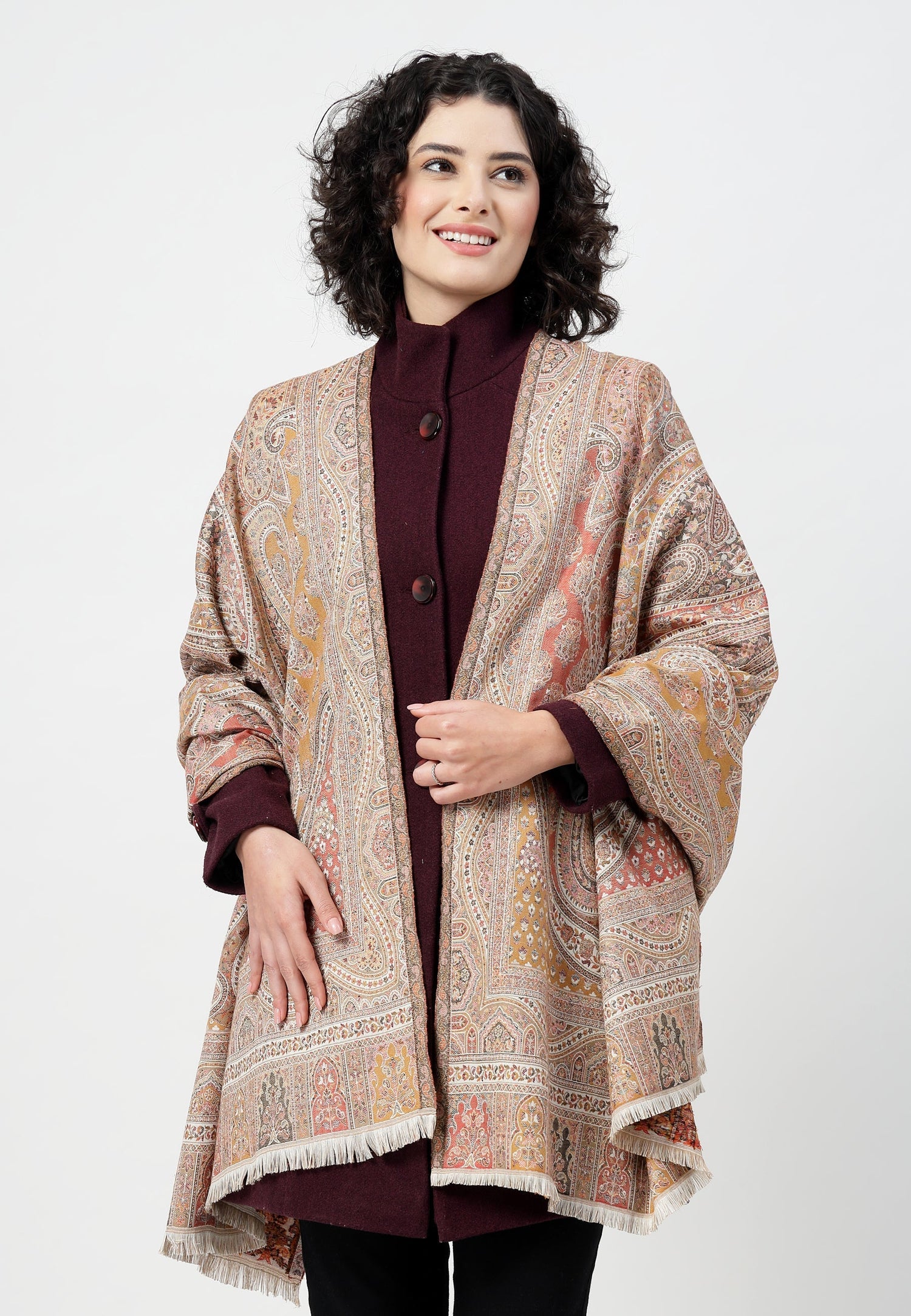 Multi Kashmiri Jamawar Scarf, Image 4 of 4