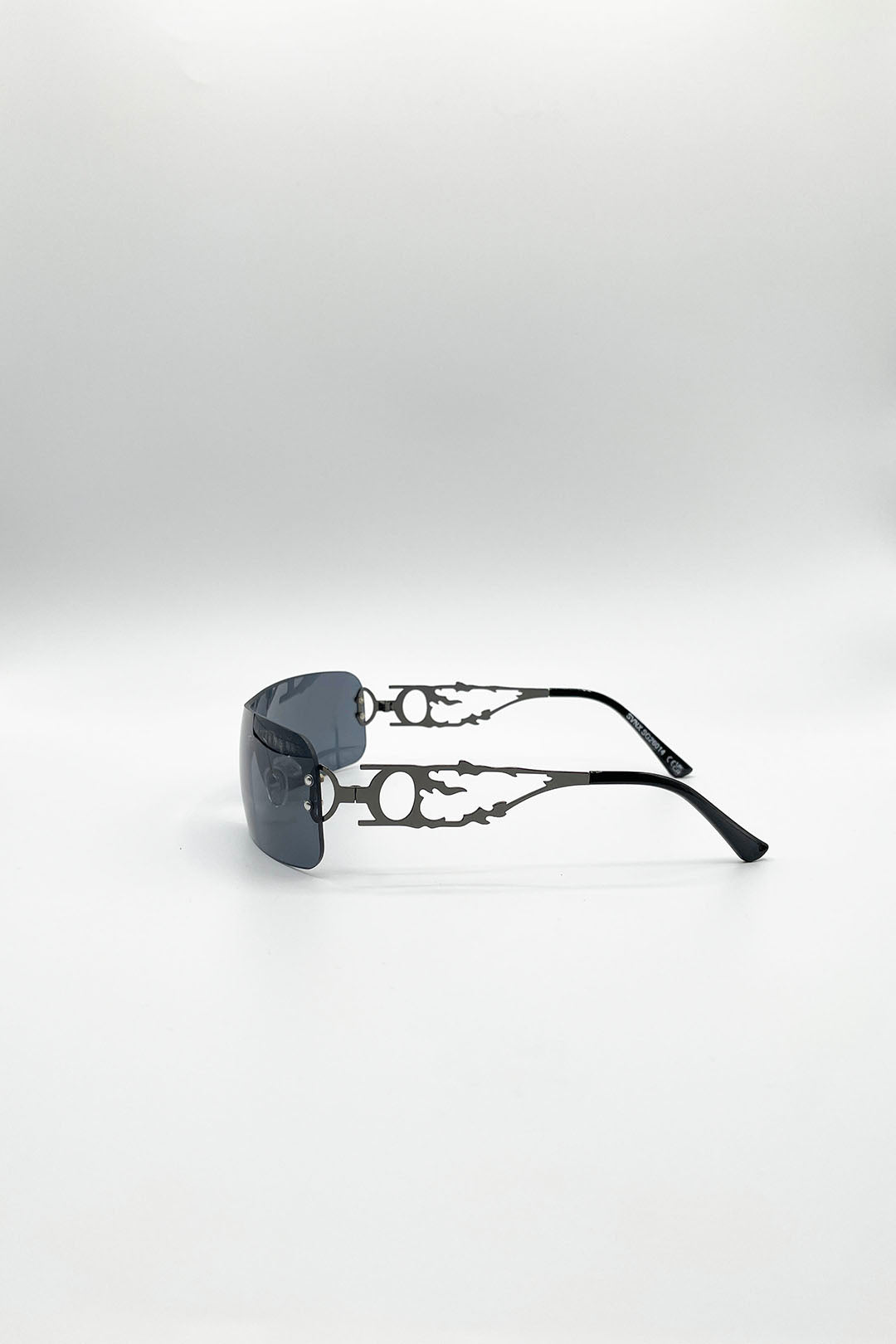 Black Flat Top Racer Rimless In Black, Image 3 of 5