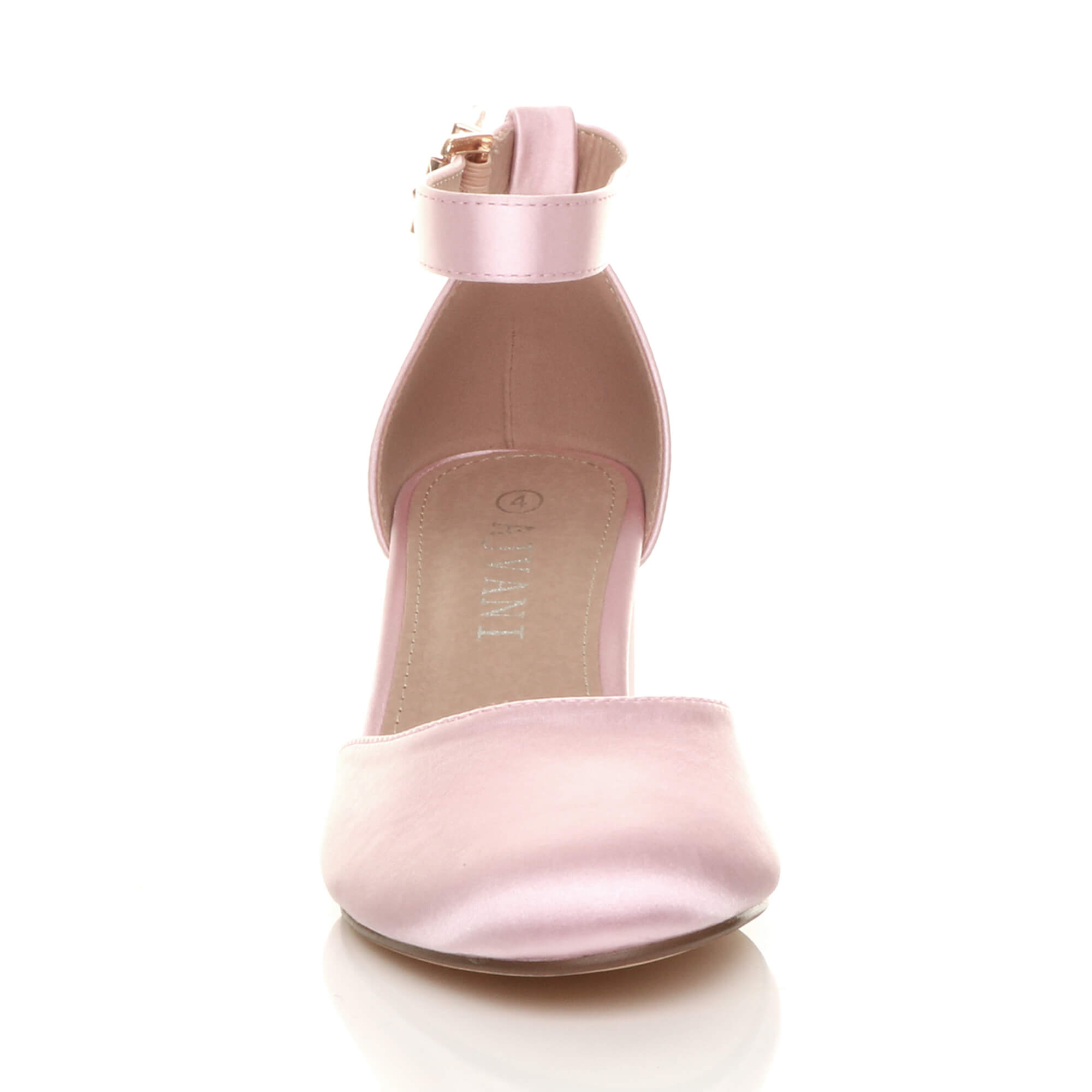 Light Pink AJVANI Light Pink Mid Block Heel Ankle Strap 2 Part Heels, Image 6 of 6