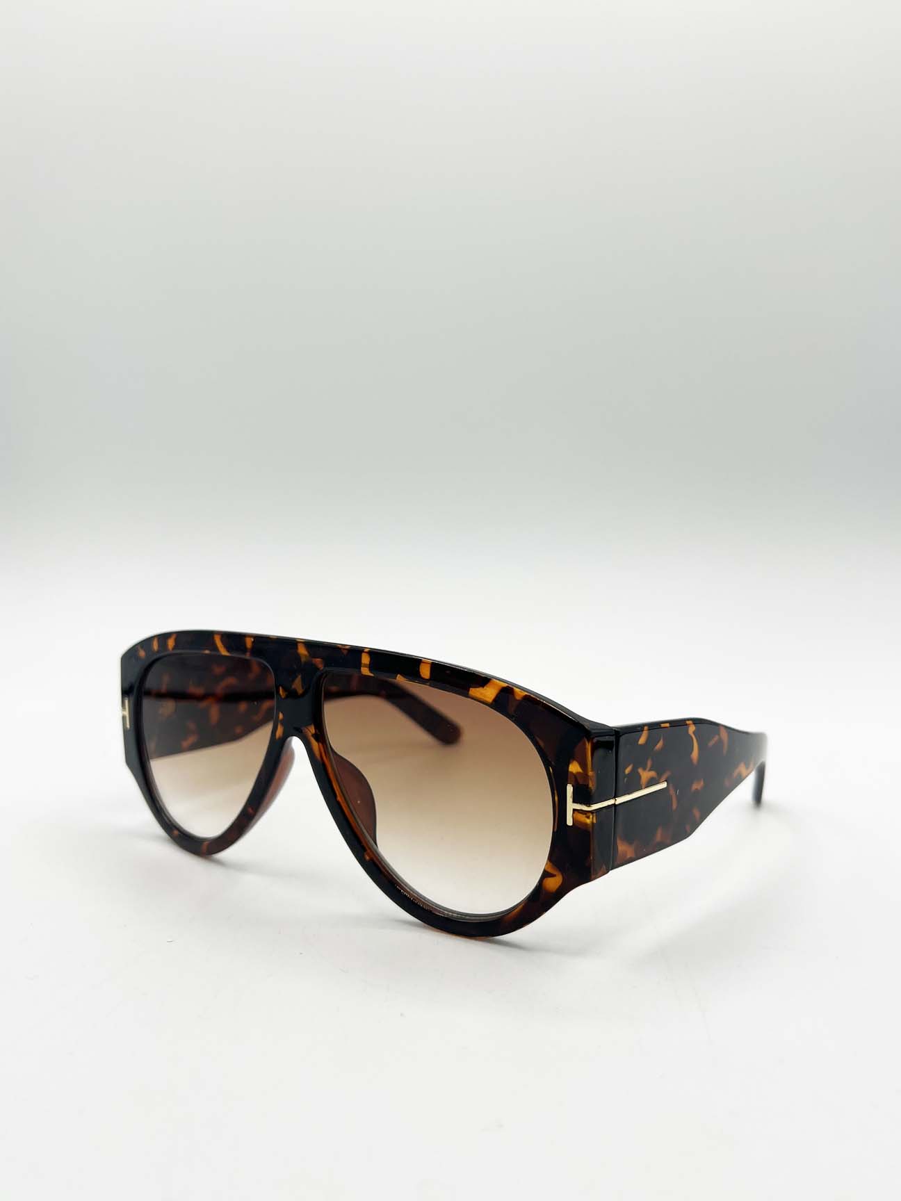 Brown SVNX Brown Oversized Rounded Sunglasses, Image 5 of 7