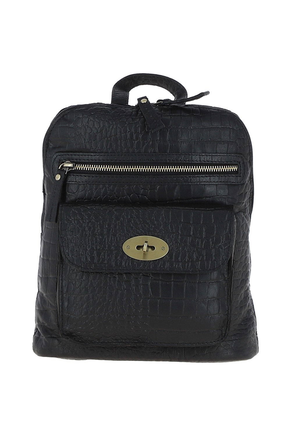 Black 'Bonfanti' Croc Print Real Leather Mini Backpack, Image 1 of 3