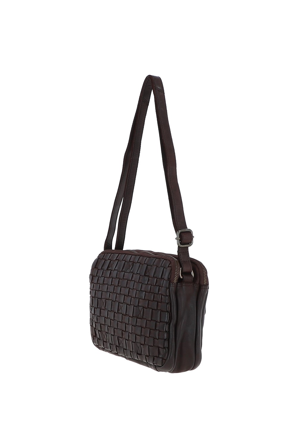 Dark Brown 'Perfezione' Three Section Vintage Woven Leather Shoulder Bag, Image 2 of 3