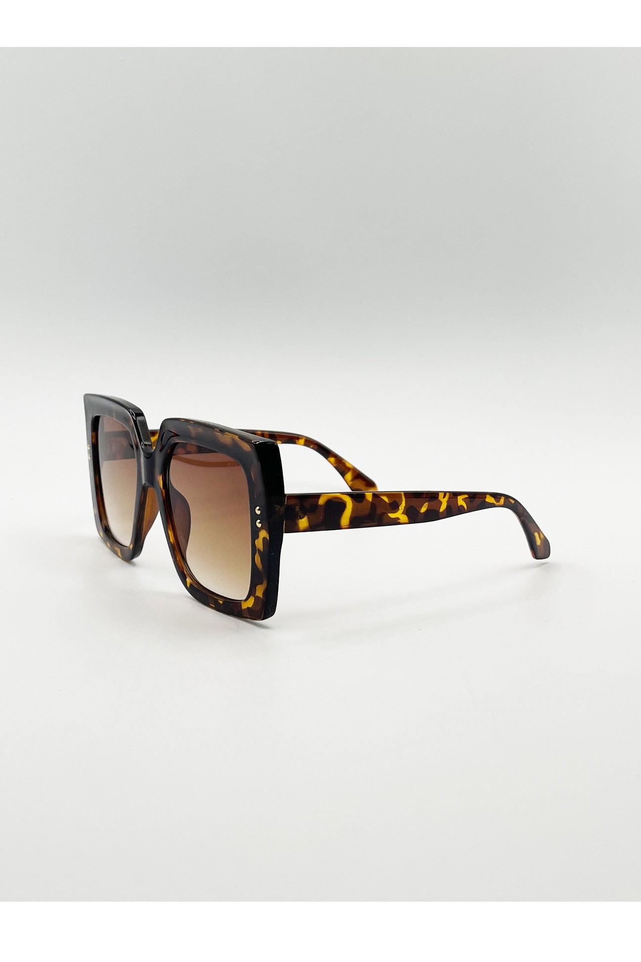 Dark Brown Oversized Square Frame in Brown Tortoiseshell, Image 3 of 6