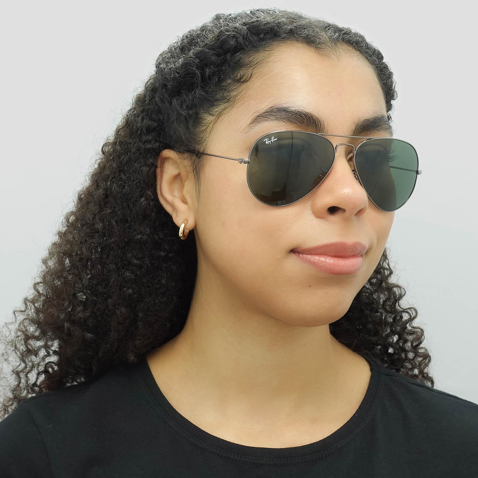 Grey Aviator Gunmetal Green Aviator 3025 Sunglasses, Image 8 of 8