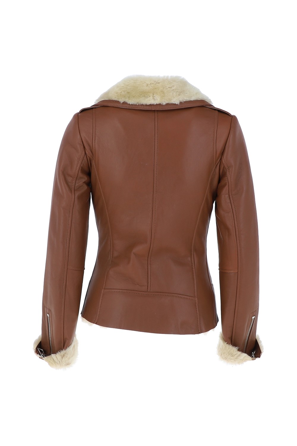 Tan 'Alayna' Womens Luxury Shearling Jacket, Image 3 of 4