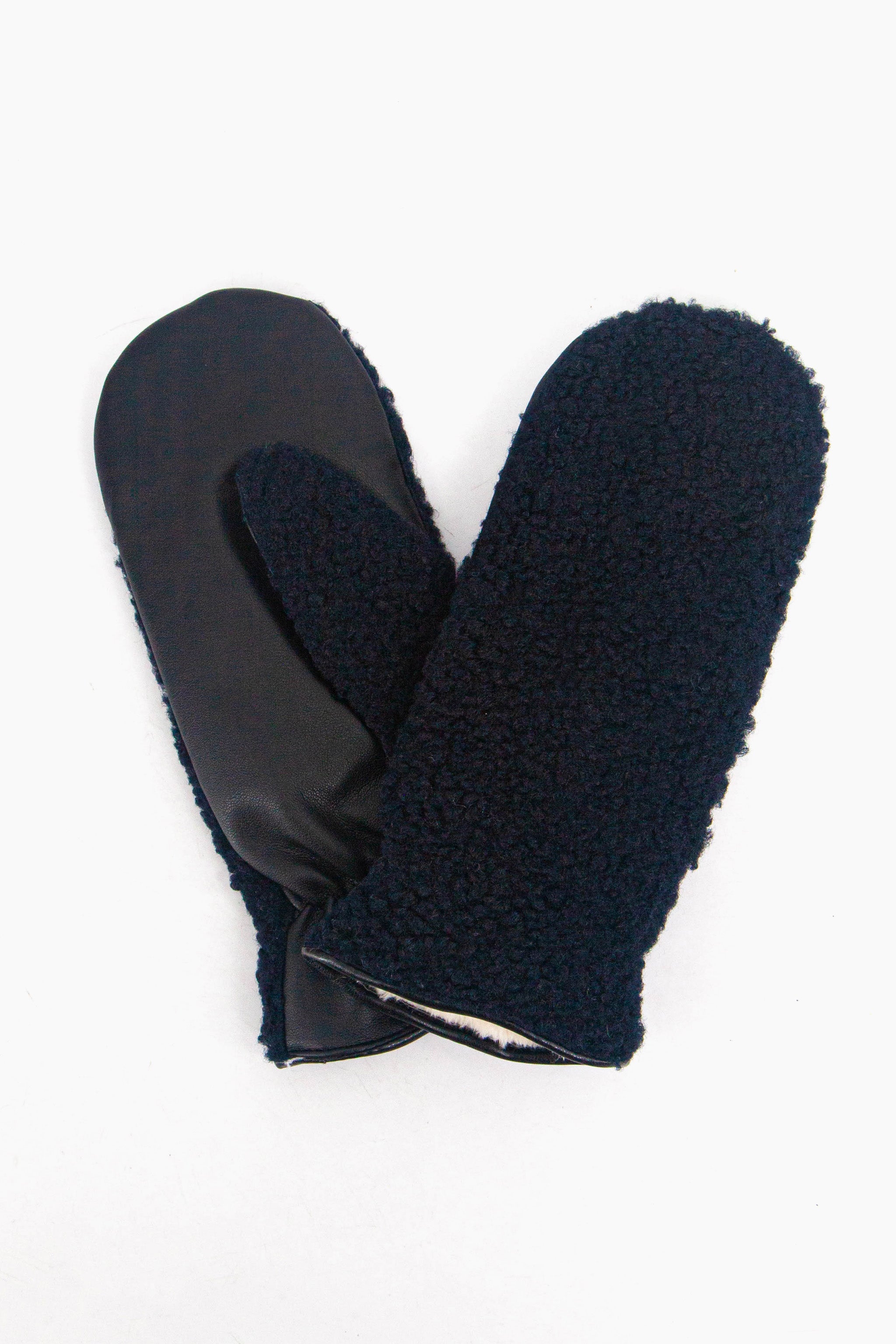 Navy Blue Borg Fleece Winter Mittens, Image 3 of 4
