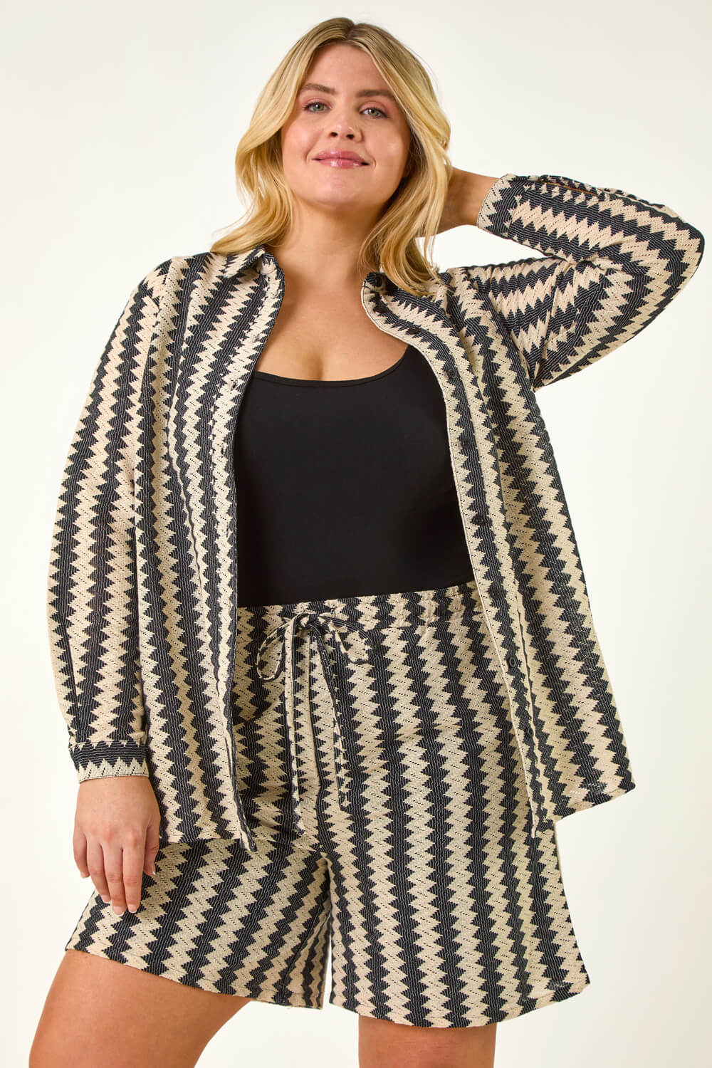 Black Curve Zig Zag Woven Shirt, Image 5 of 7