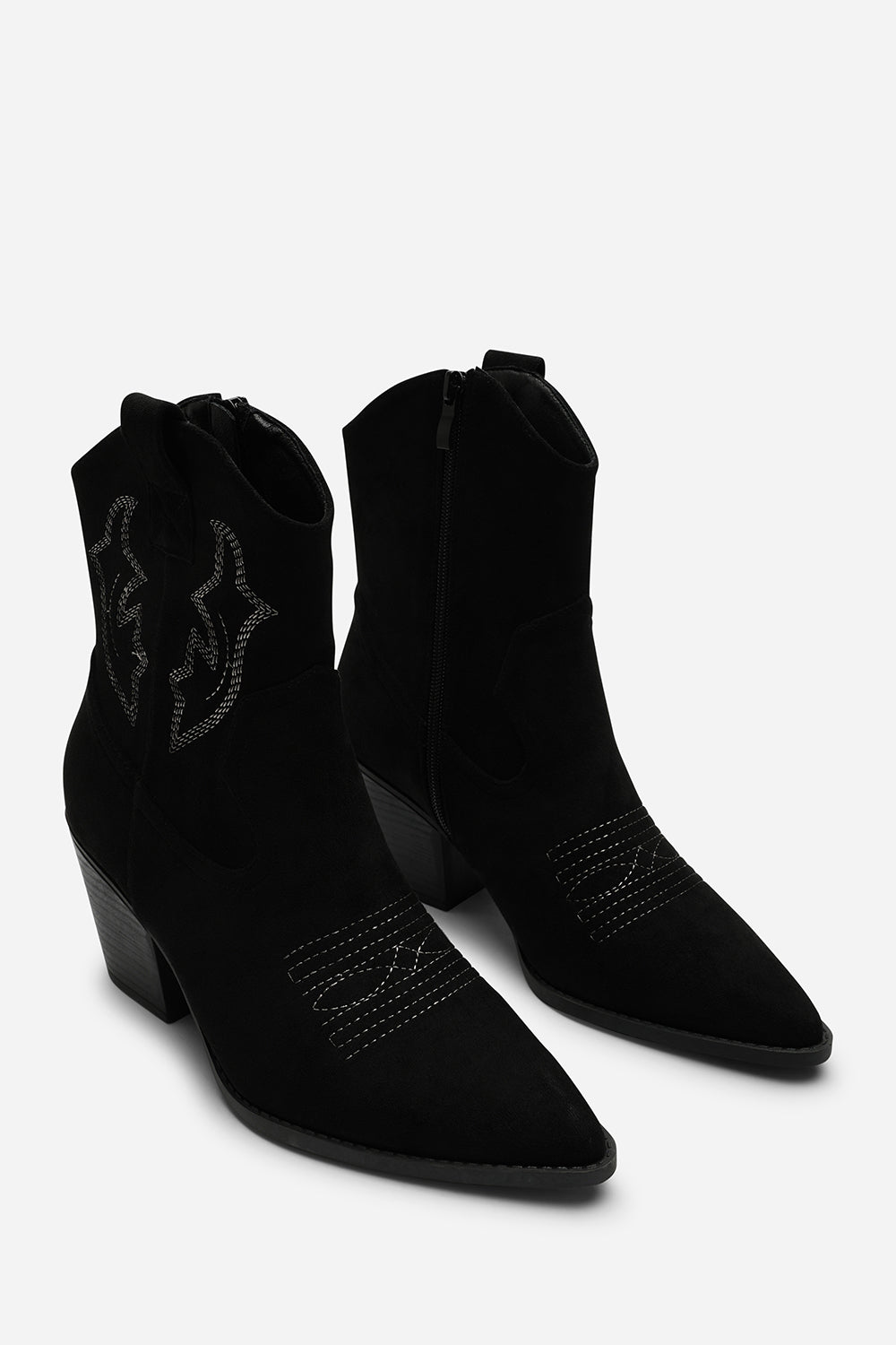 Black Seraphina Cowboy Boots Ankle Length Western Block Heel, Image 4 of 5