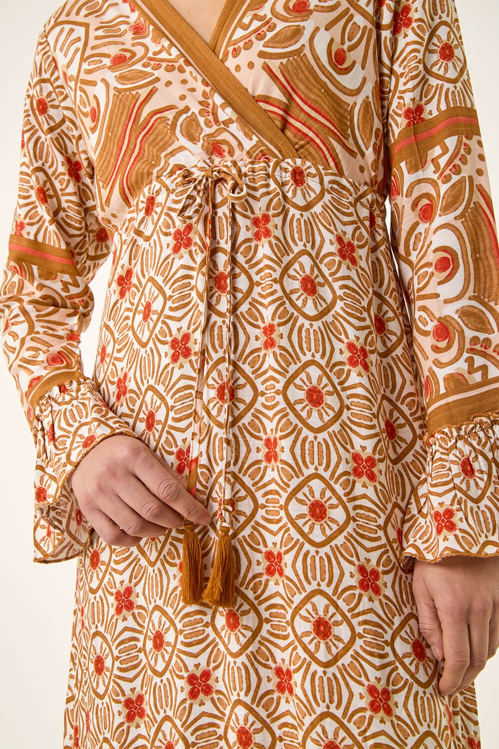 ORANGE Border Print Maxi Dress, Image 6 of 5