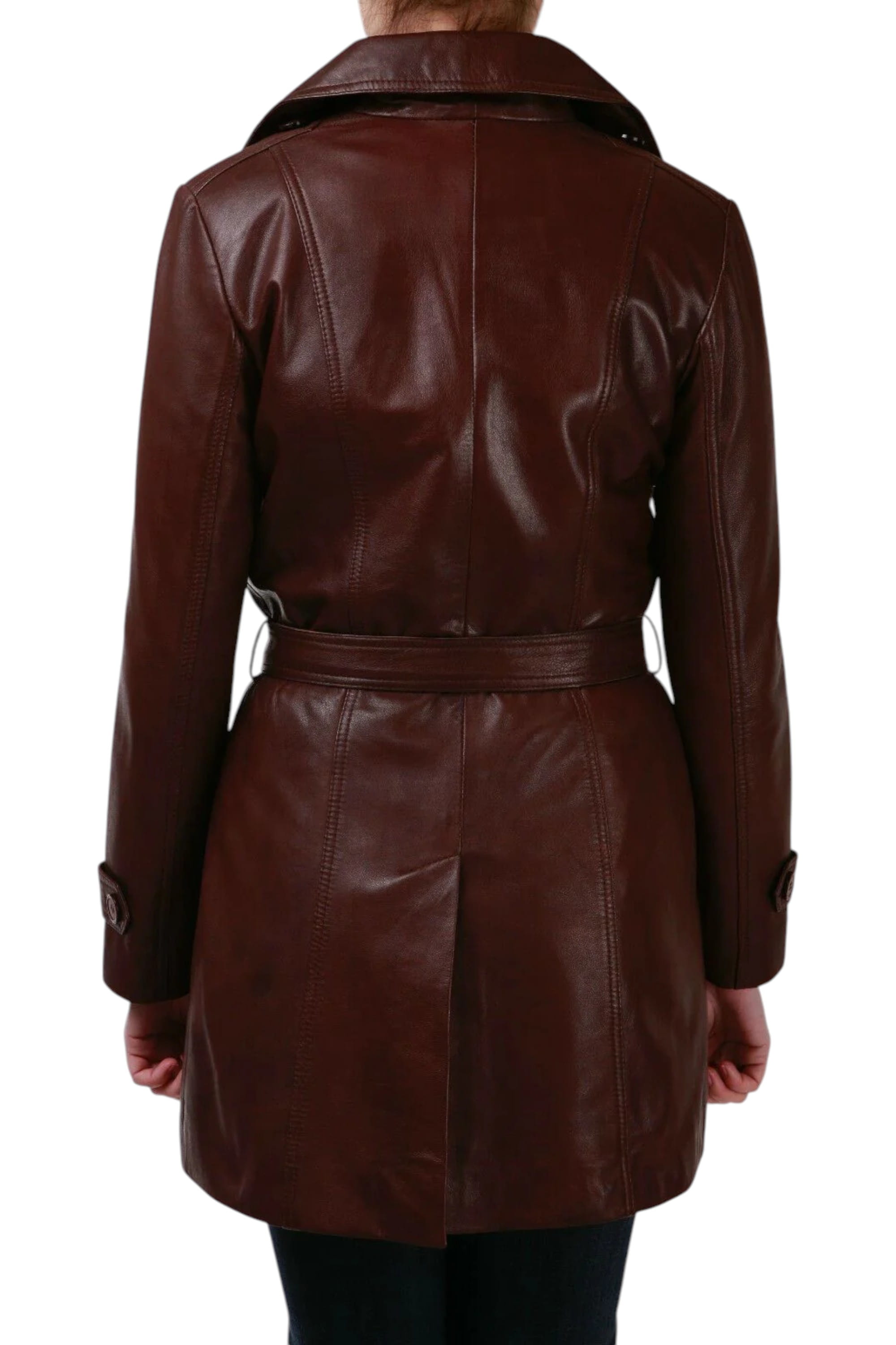 Brown 3/4 Length Tie Belt Trench Coat-Oldbury, Image 5 of 5