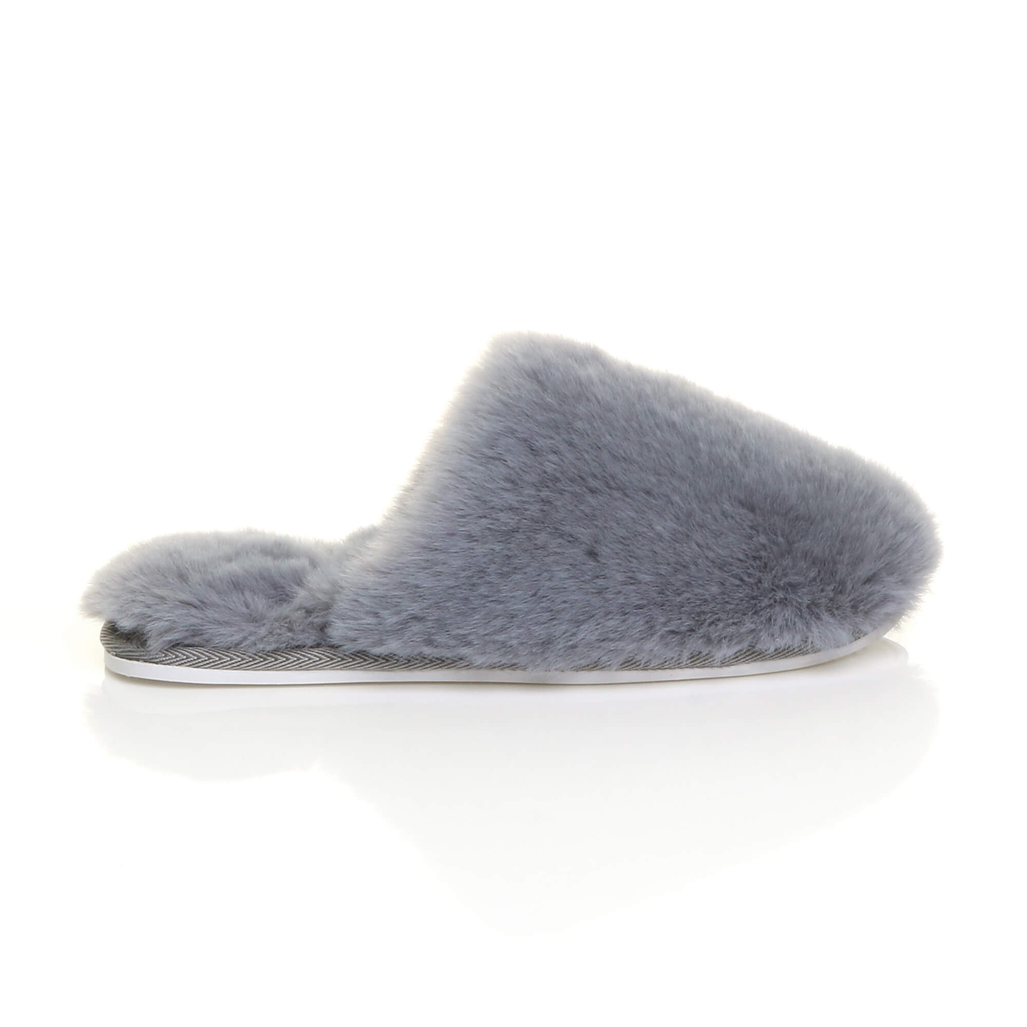 Grey AJVANI Grey Fluffy Mule Slippers, Image 2 of 5