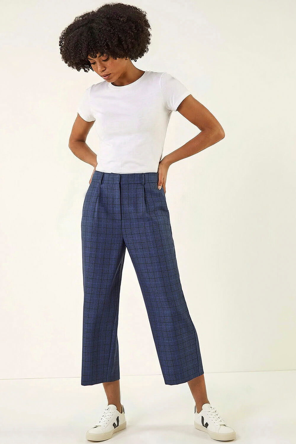 Midnight Blue Check Culottes, Image 1 of 5