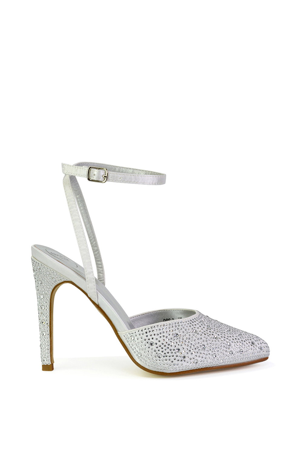 White XY LONDON White 'Indyah' Diamante 2 Part Shoes Ankle Strap Stiletto High, Image 1 of 5