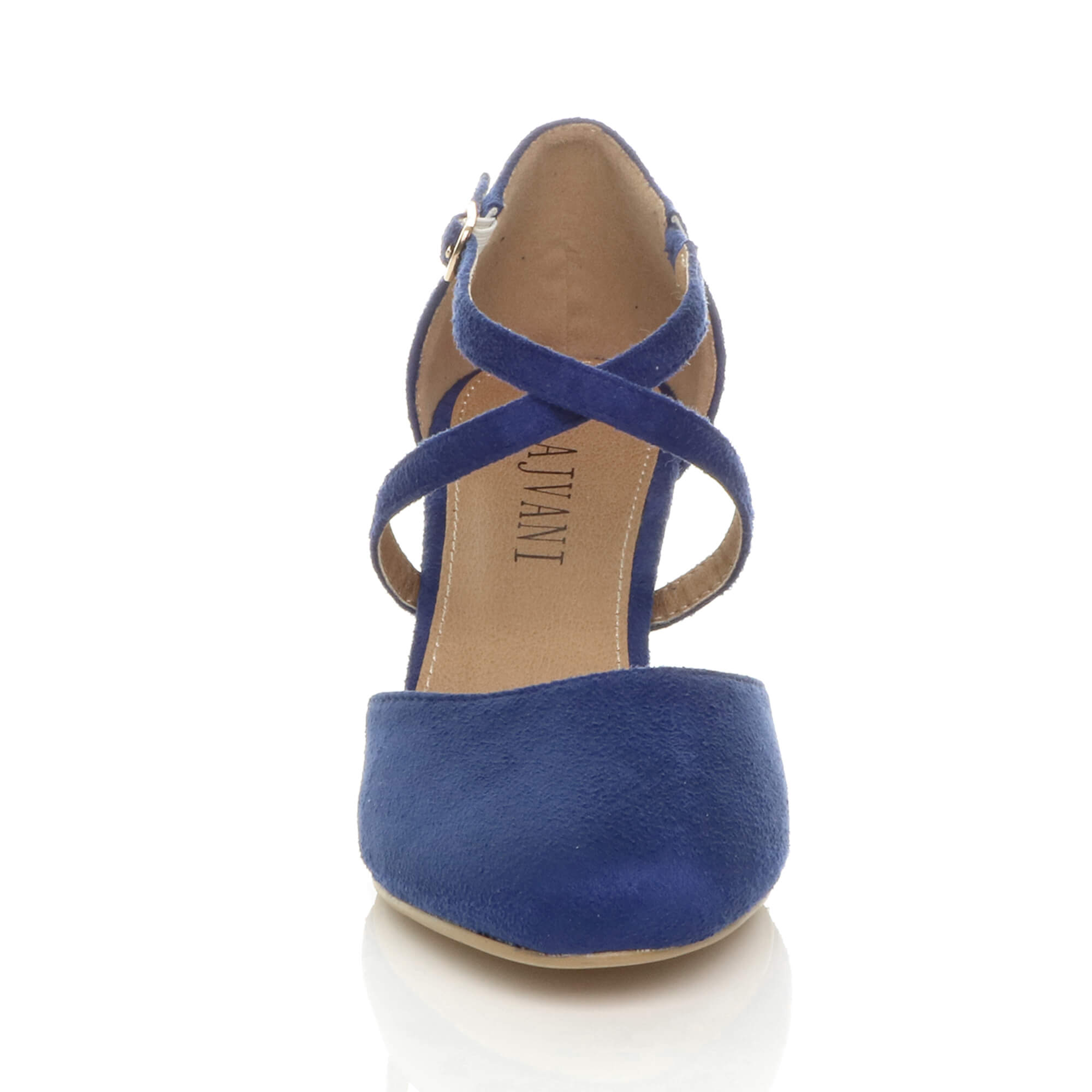 Royal Blue AJVANI Royal Blue Mid Heel Crossed Straps Court Shoes, Image 6 of 6