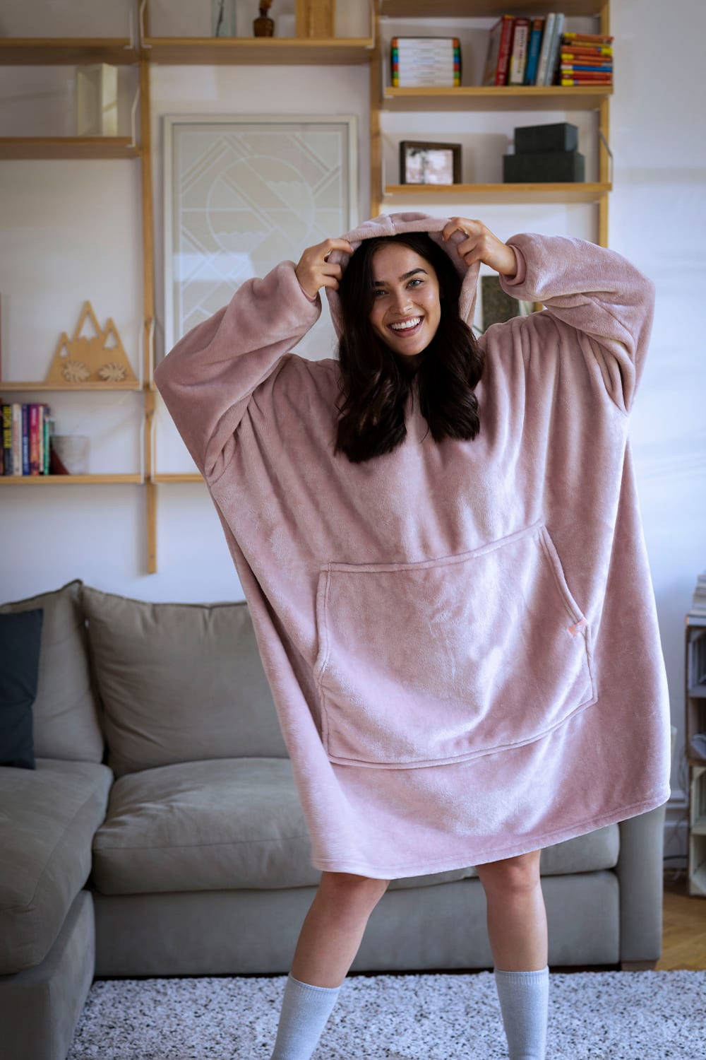 Pink Extra Long Soft Fleece Oversized Snoodie, Image 4 of 4