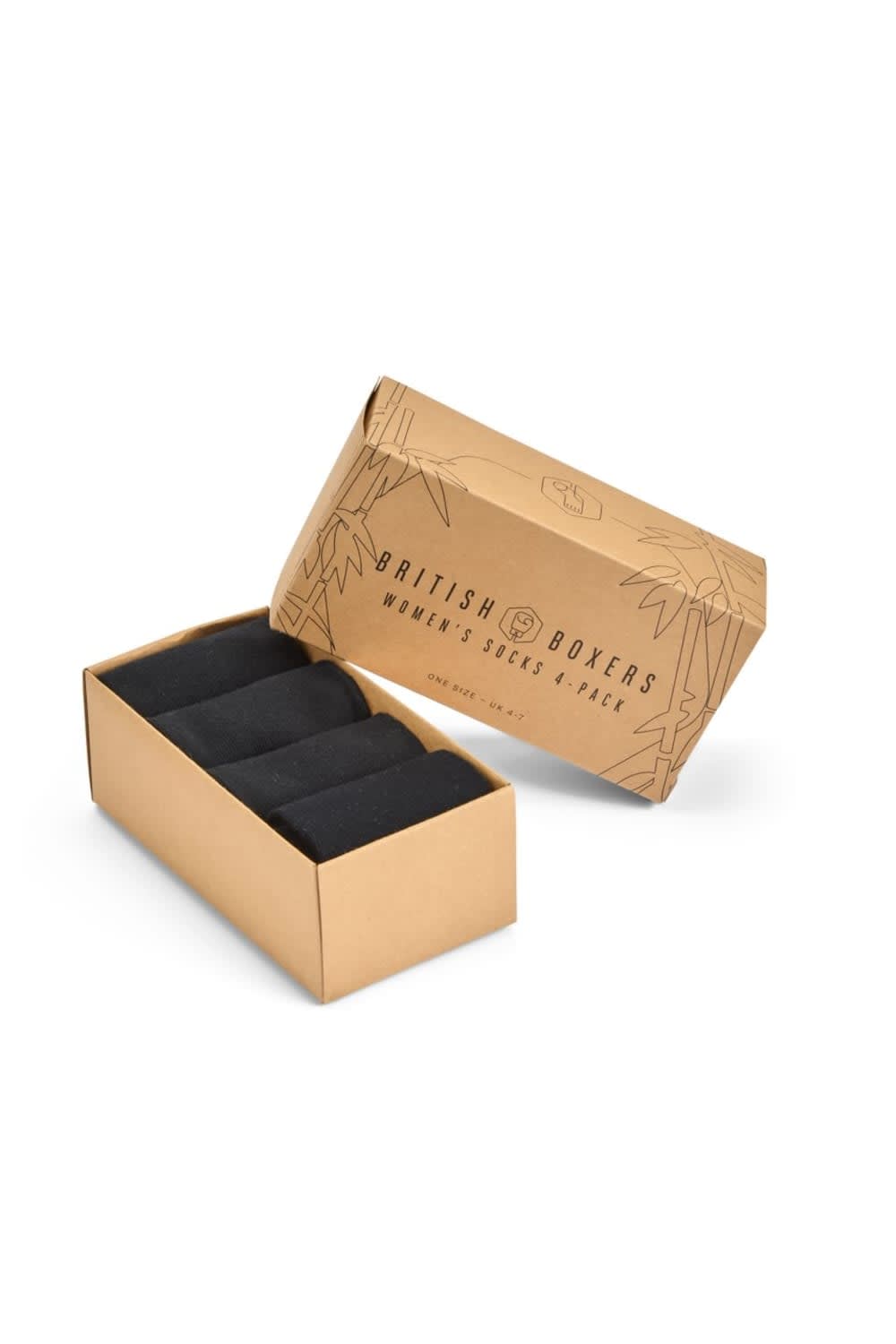 Black Four-Pair "Black" Bamboo Sock Gift Box