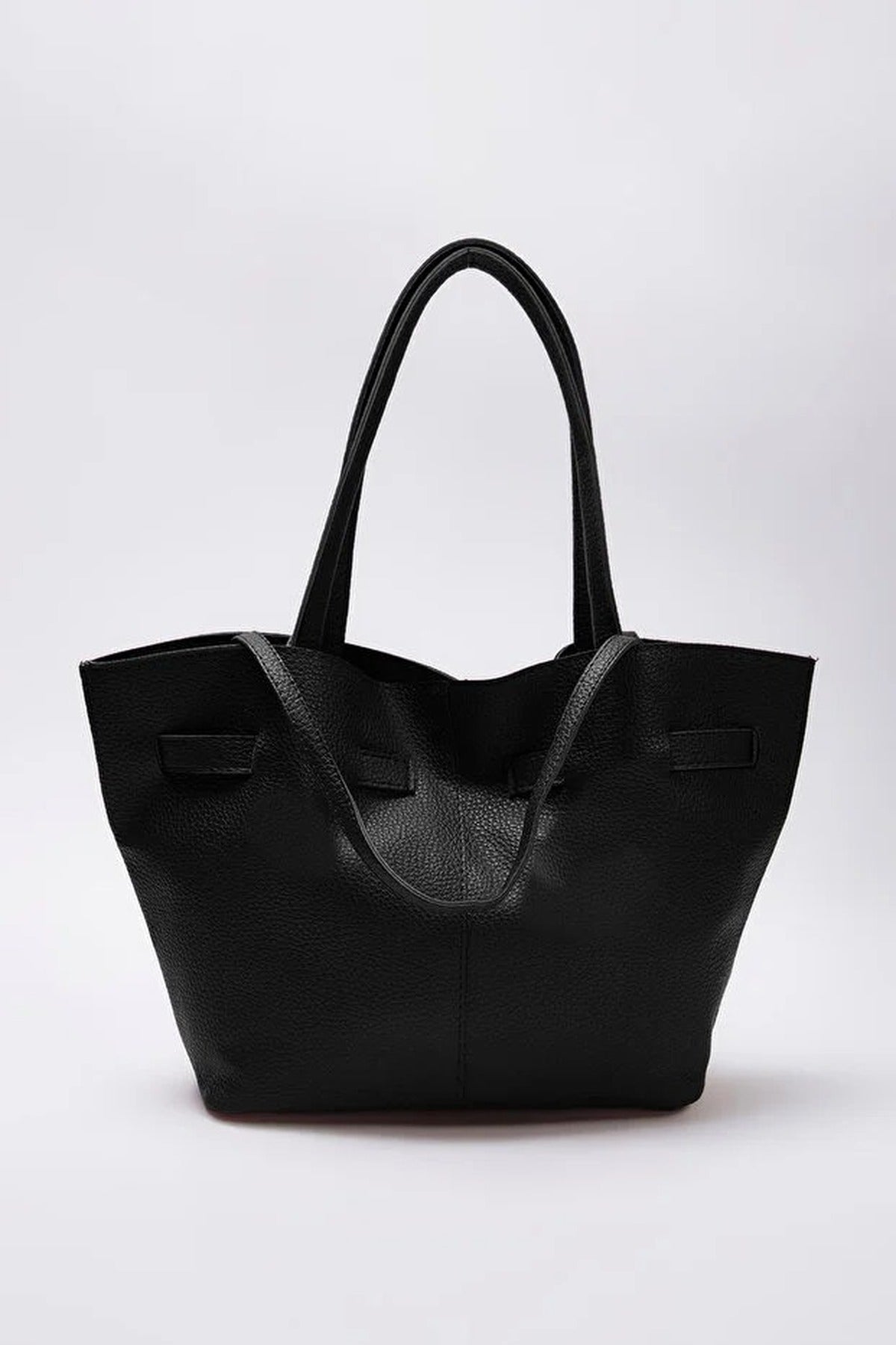 Black Turn Lock Pebbled Tote Shoulder Bag, Image 4 of 4