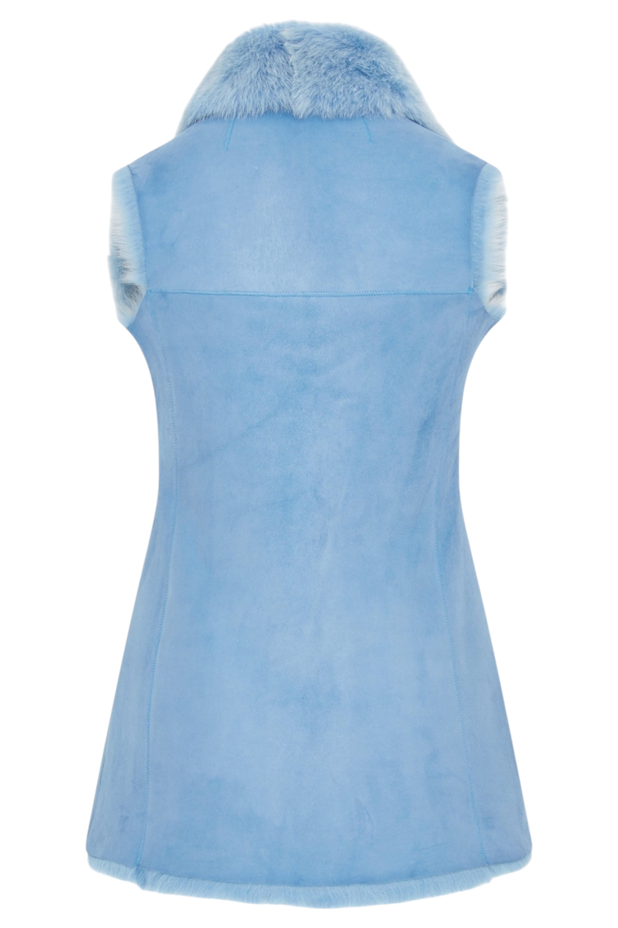 Sky Blue Toscana Sheepskin Long Gilet-Sorocaba, Image 4 of 6