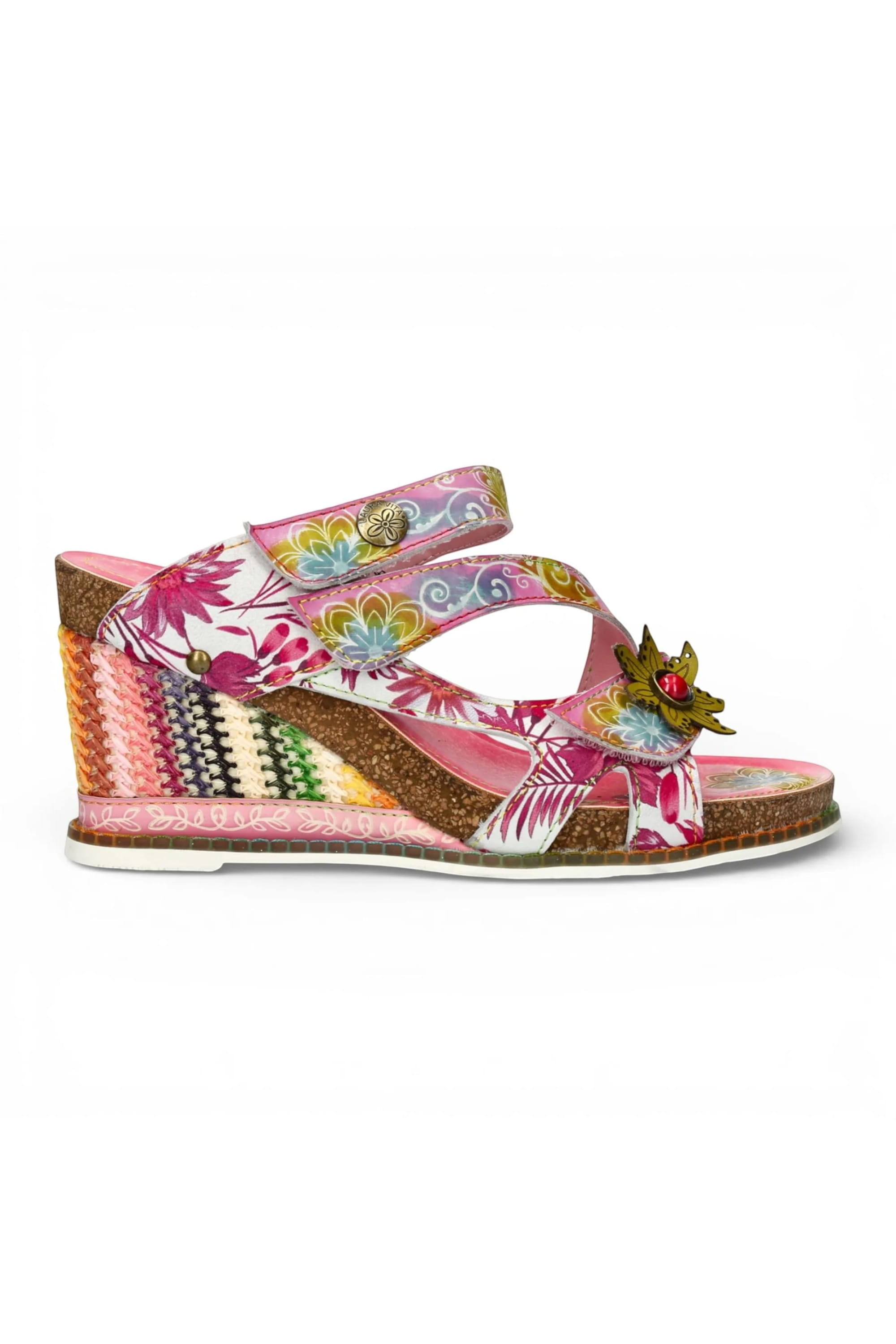Pink Womens Leather Wedge Sandals - Balade 32, Image 1 of 7