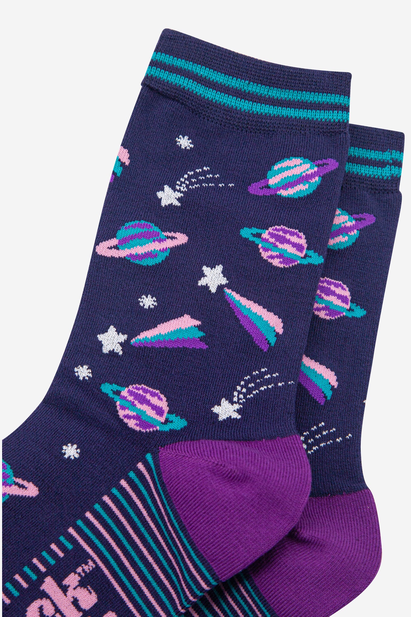 Navy Blue Outer Space Bamboo Socks, Image 2 of 4