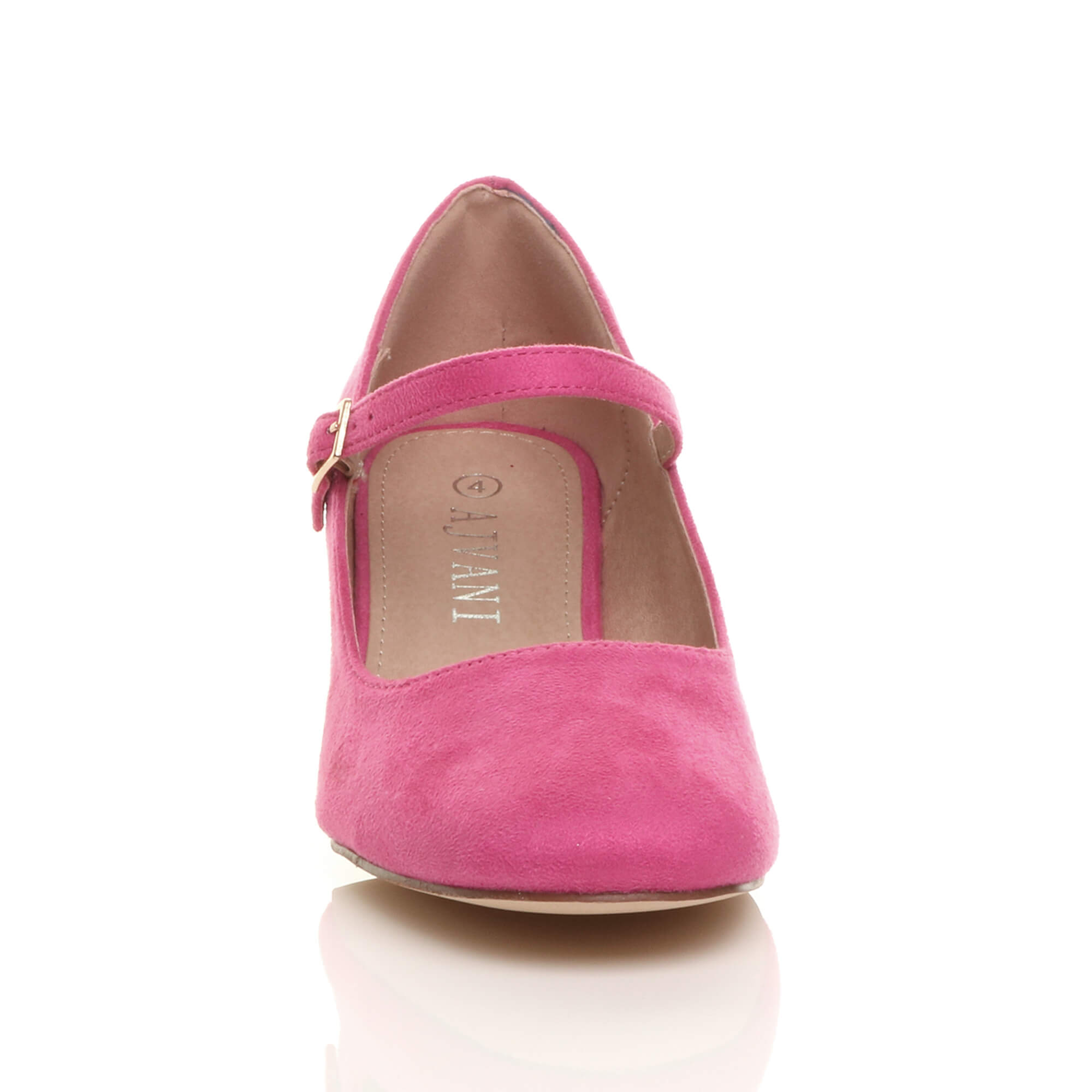Fuchsia AJVANI Fuchsia Mid Block Heel Mary Jane Court Shoes, Image 6 of 6