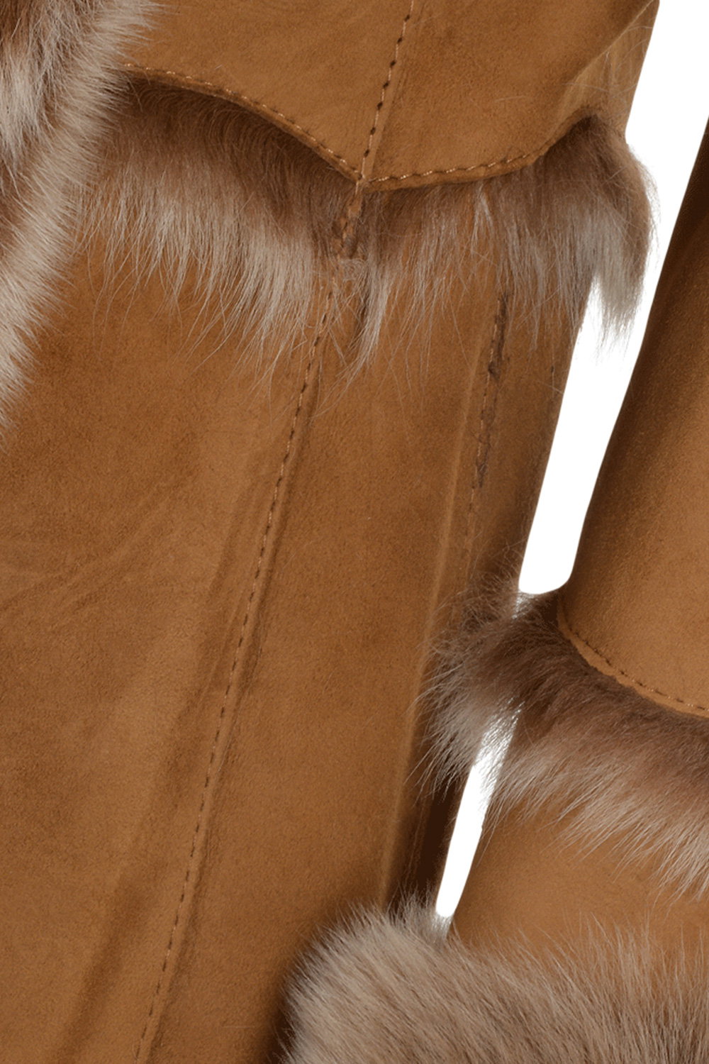 Tan 'Muna' Toscana Long Haired Shearling Jacket With Large Hood, Image 4 of 6