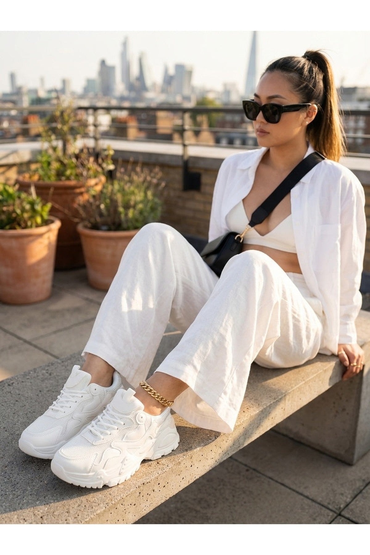 White iKrush White Ivy Studded Chunky Trainers, Image 3 of 8