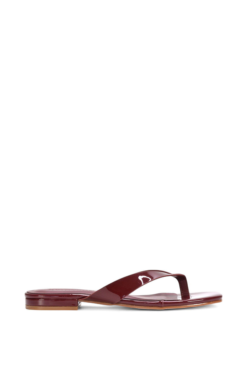Black 'Rio' Thong Strap Slip On Flip Flop Square Toe Slide